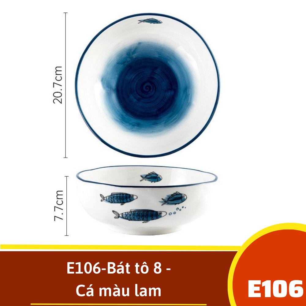 E106-Bát tô 8 - Cá màu lam