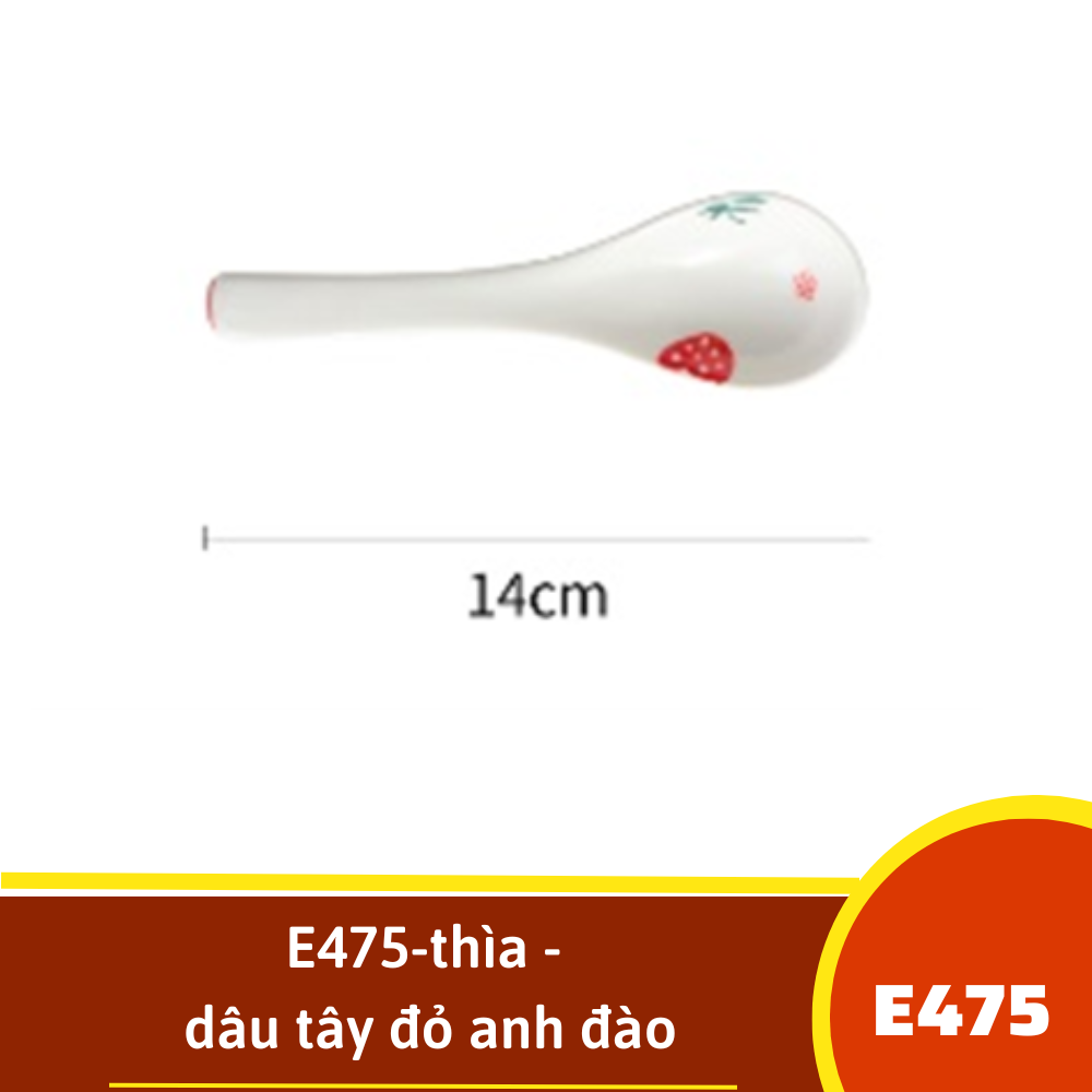 E475-thìa - dâu tây đỏ anh đào