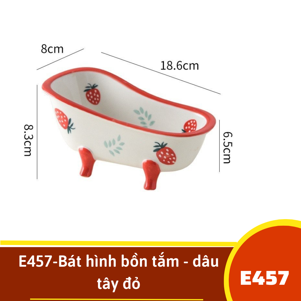 E457-Bát hình bồn tắm - dâu tây đỏ