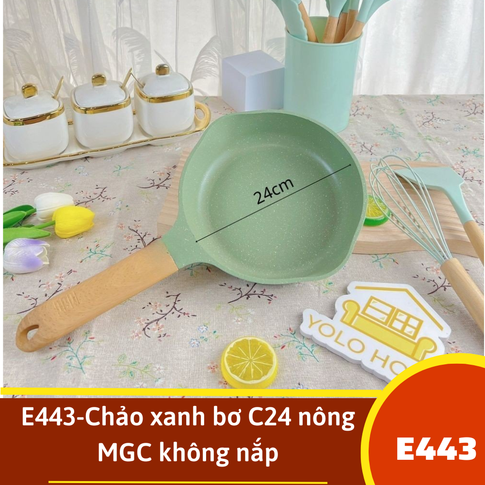 E443-Chảo C24 nông xanh bơ MGC không nắp