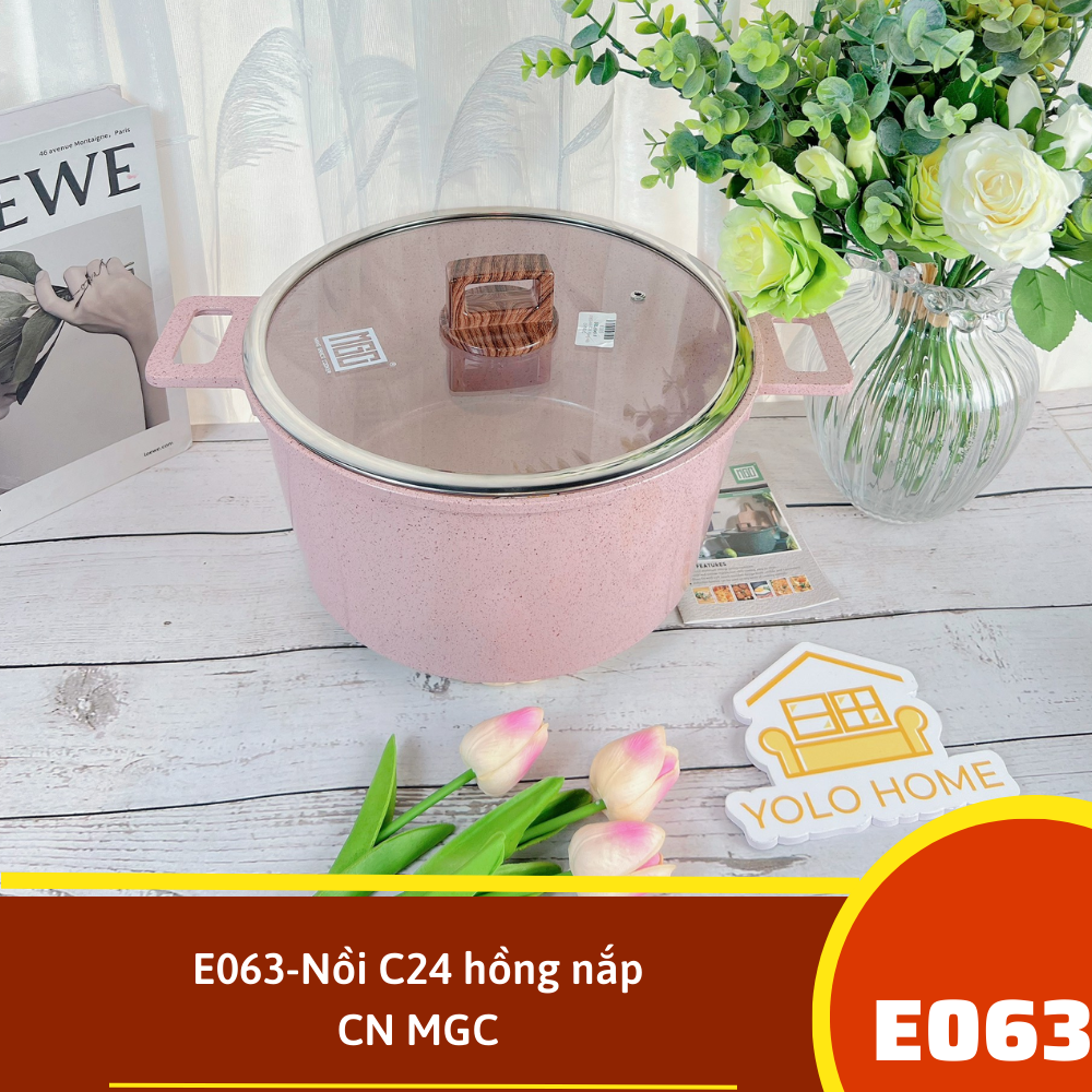 E063-Nồi C24 hồng MGC nắp CN