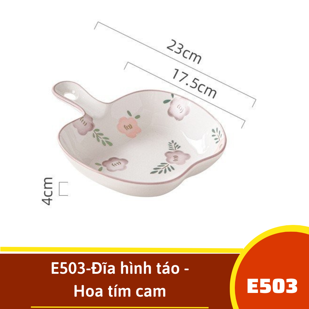 E503-Đĩa hình táo - Hoa tím cam