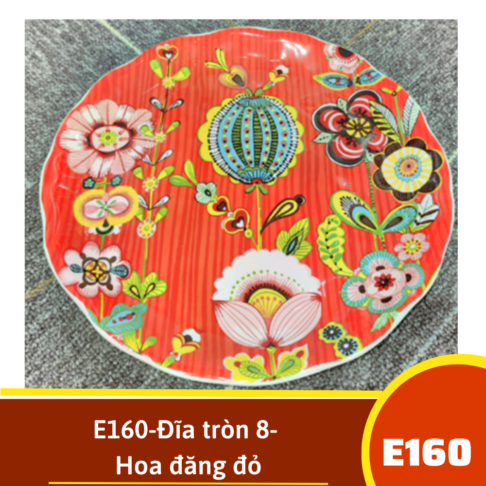 E160-Đĩa tròn 8- Hoa đăng đỏ