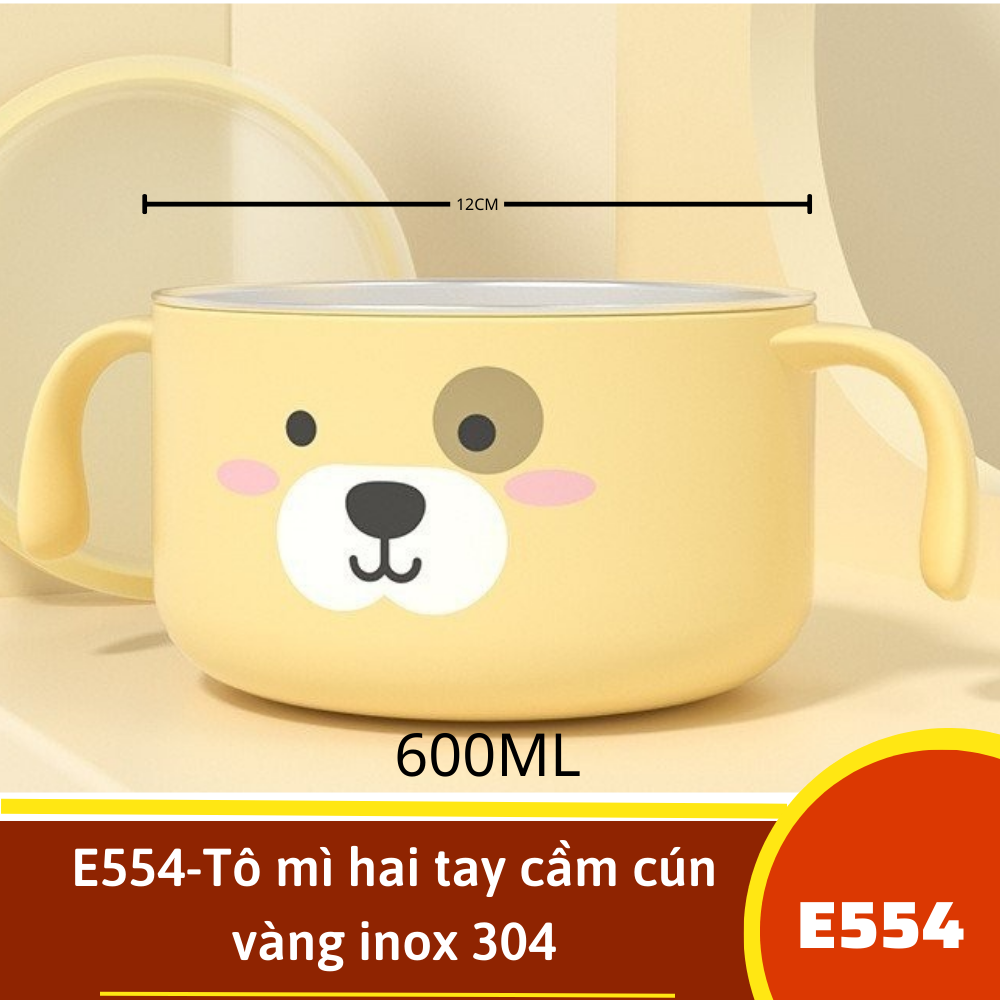 E554-Tô mì hai tay cầm cún vàng inox 304