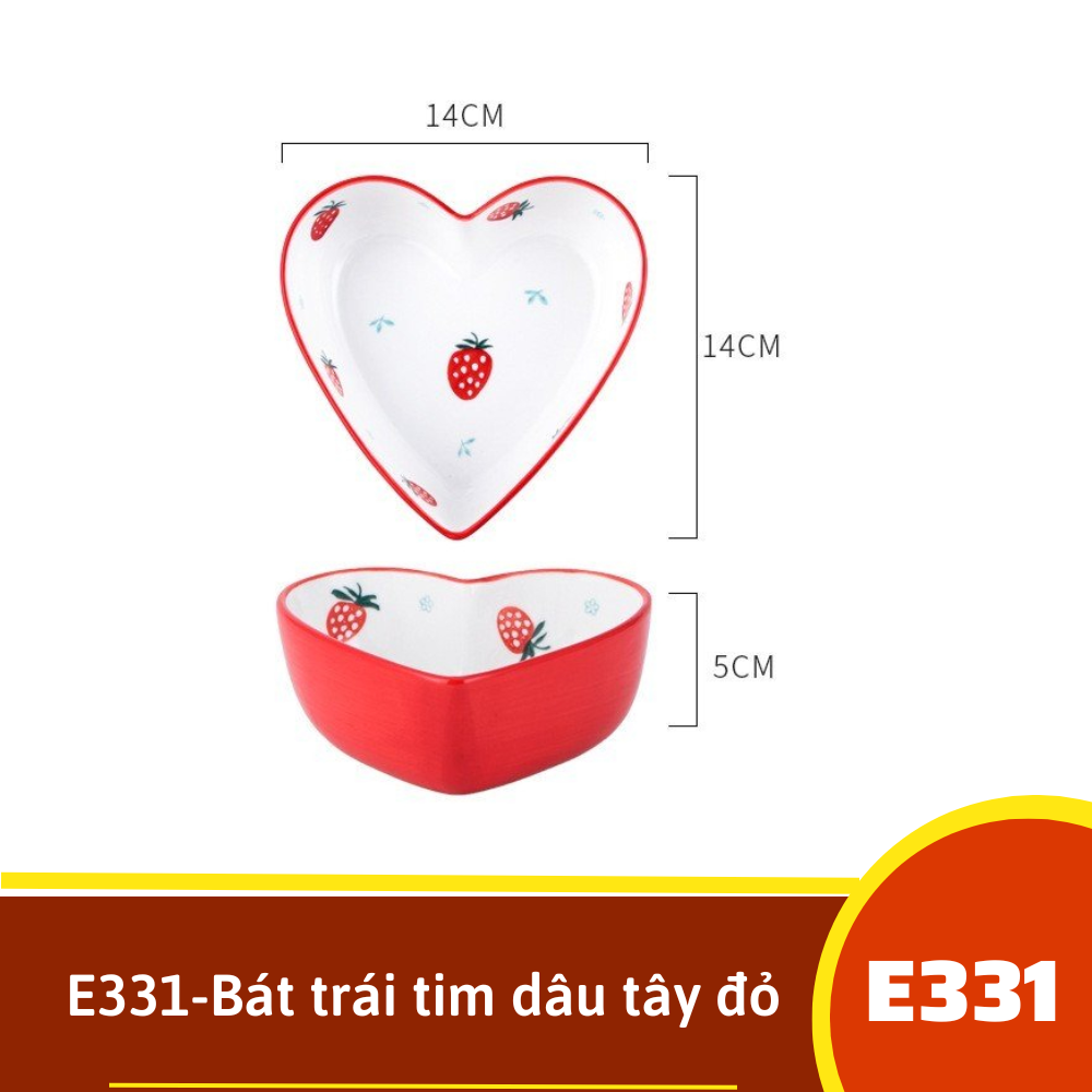 E331-Bát trái tim dâu tây đỏ