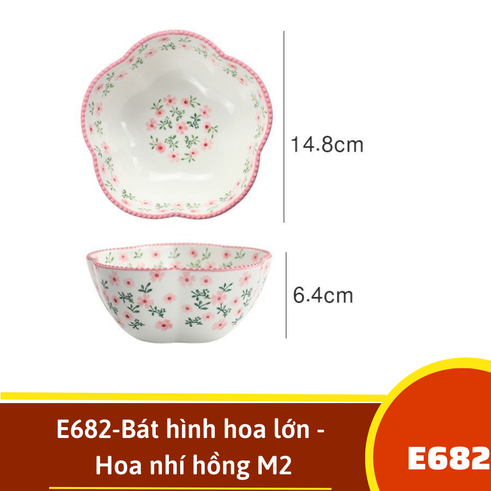 E682-Bát hình hoa lớn - Hoa nhí hồng M2