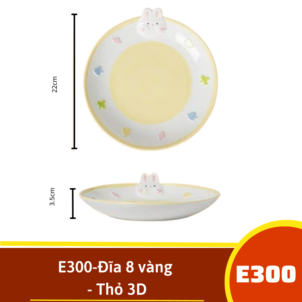 E300-Đĩa 8 vàng - Thỏ 3D