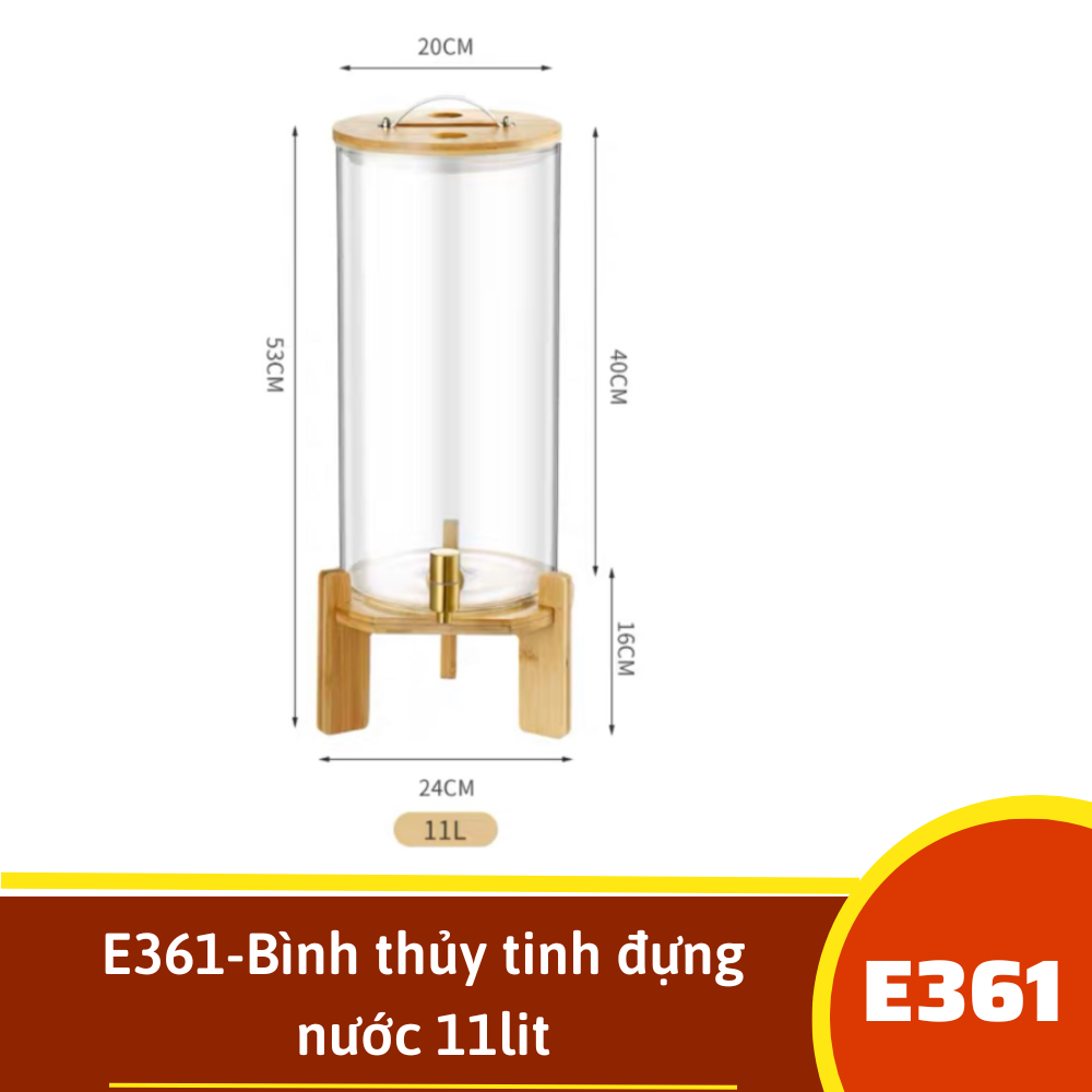 E361-Bình thủy tinh đựng nước 11lit