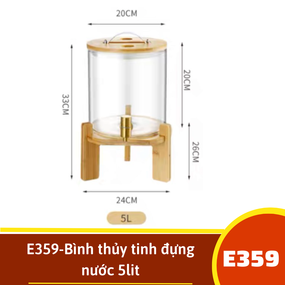 E359-Bình thủy tinh đựng nước 5lit