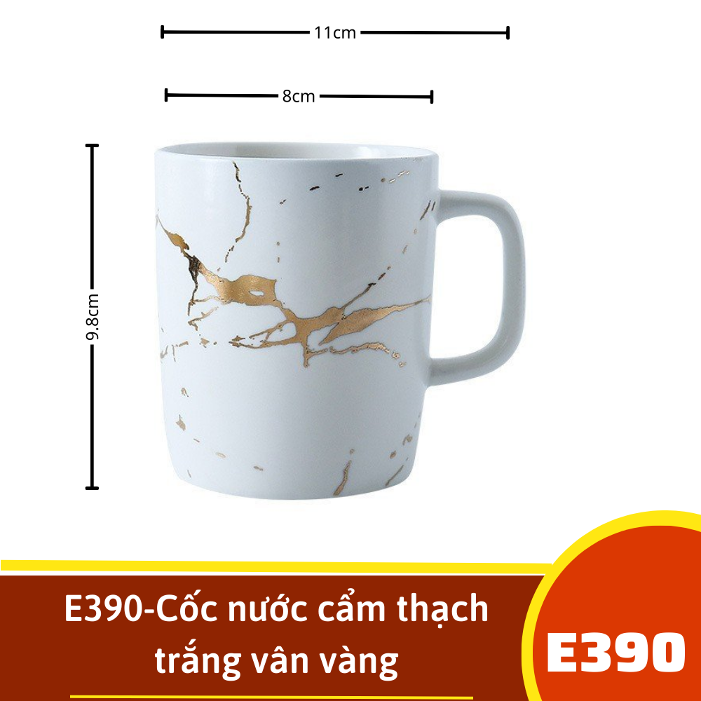E390-Cốc nước cẩm thạch trắng vân vàng