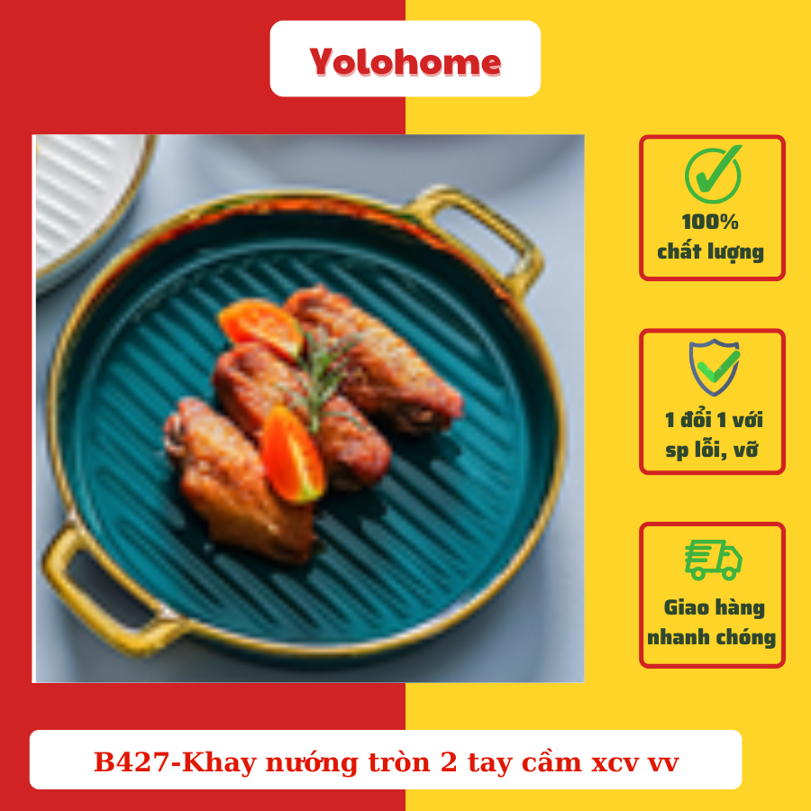 B427-Khay nướng tròn 2 tay cầm xcv vv