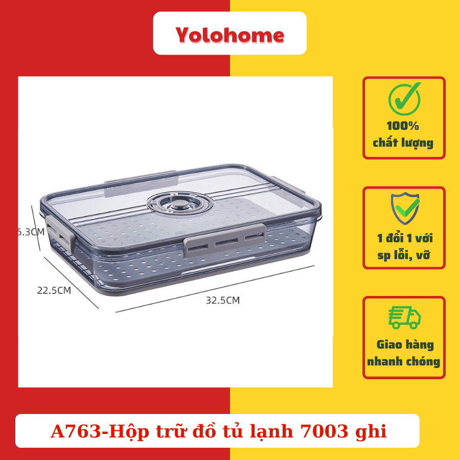 A763-Hộp đựng đồ tủ lạnh ghi  7003 - 2L