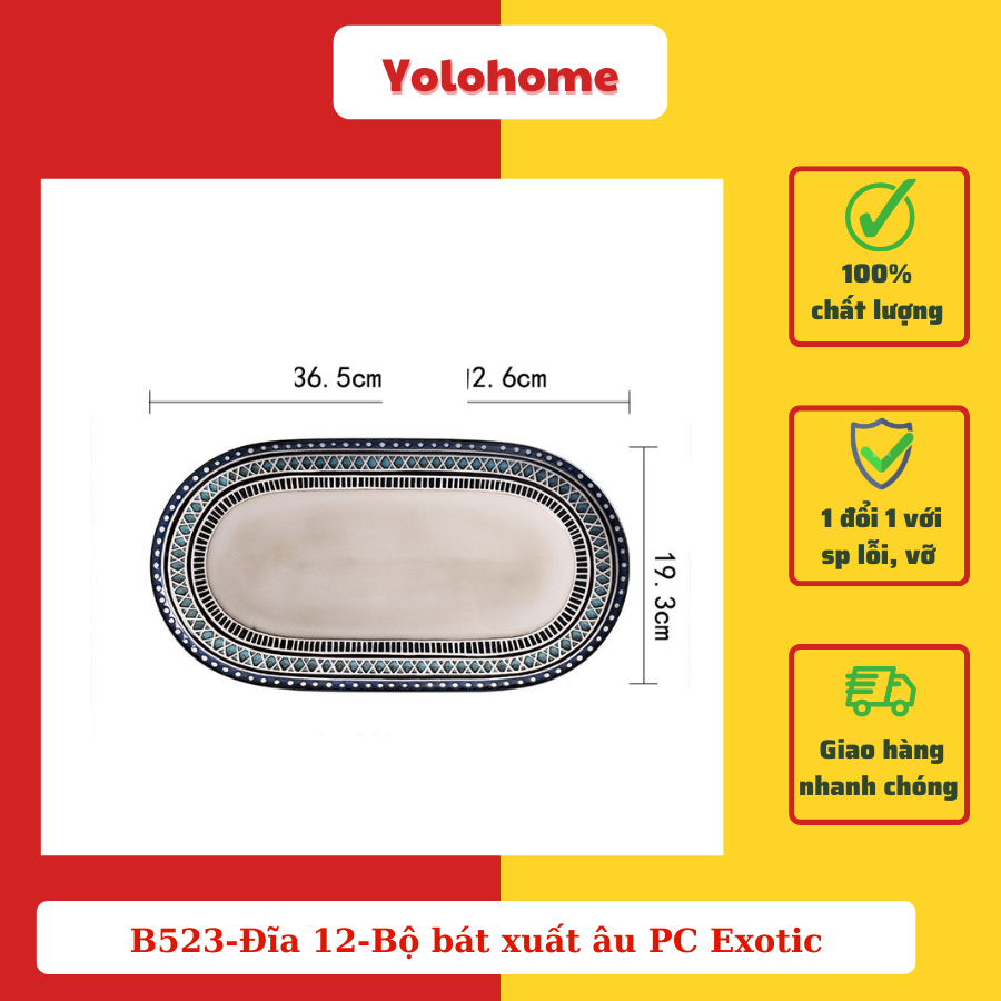 B523-Đĩa 12-Bộ bát xuất âu PC Exotic