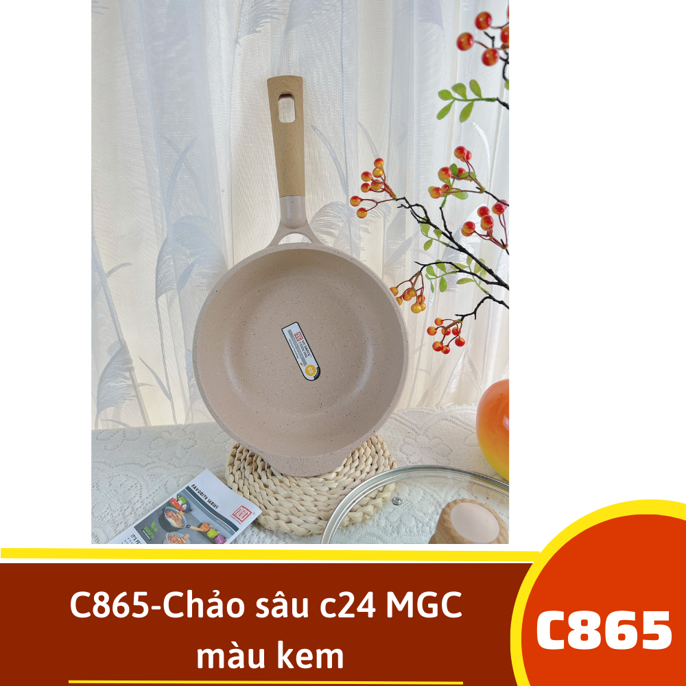 C865-Chảo sâu c24 màu kem MGC