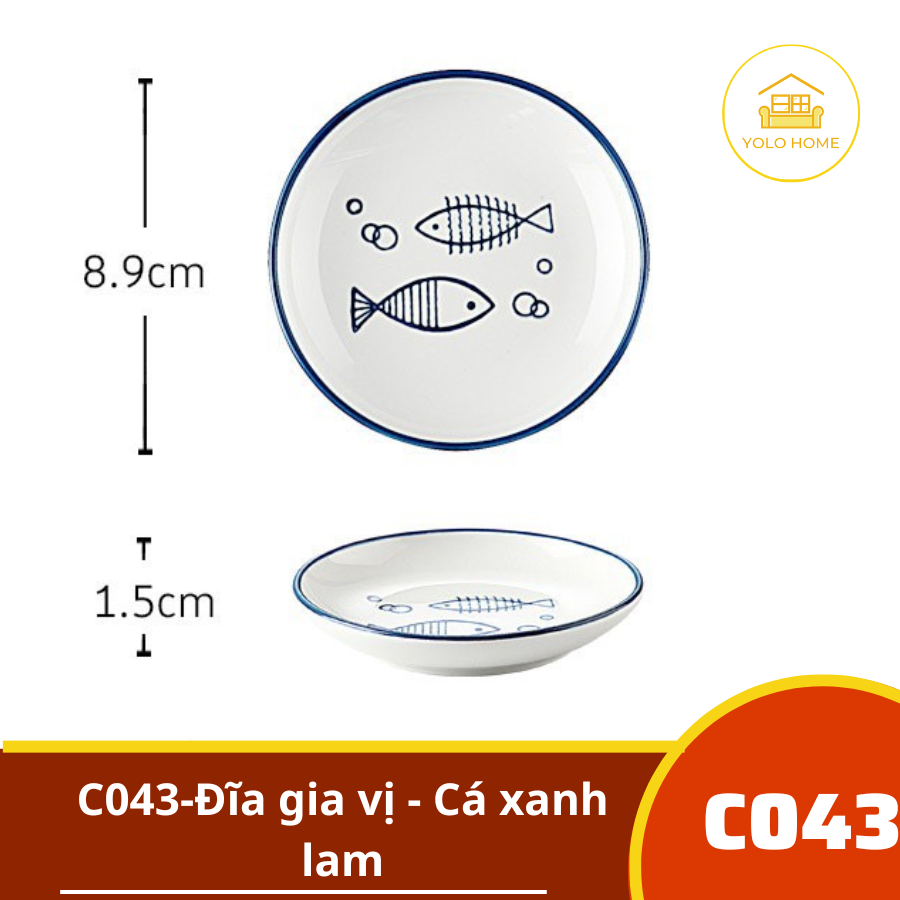 C043-Đĩa gia vị - Cá xanh lam