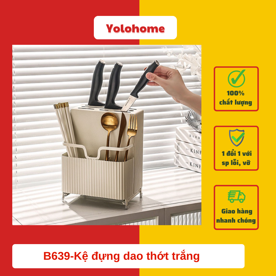 B639-Kệ đựng dao thớt trắng