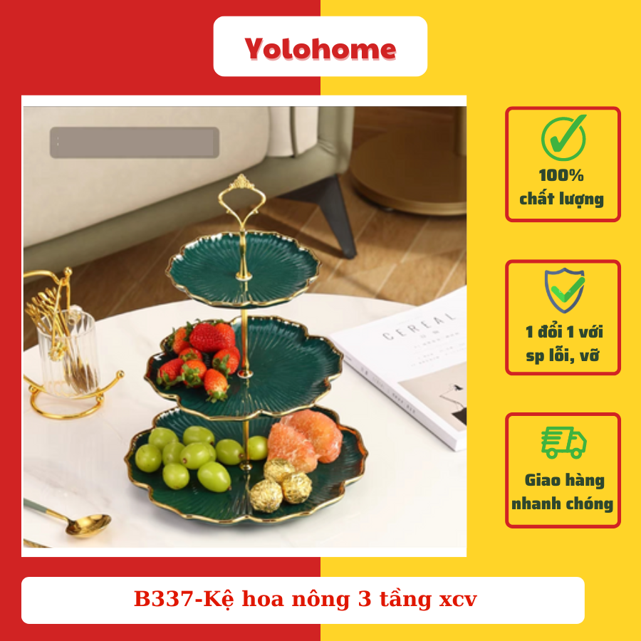 B337-Kệ hoa nông 3 tầng xcv
