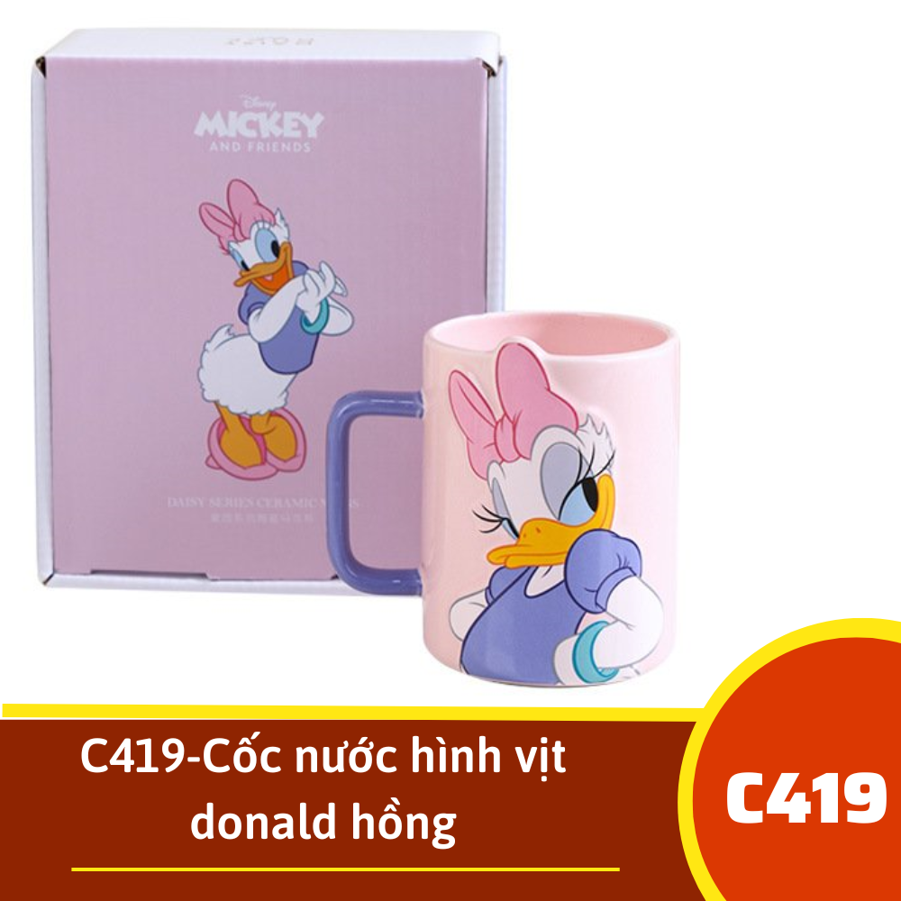 C419-Cốc nước hình vịt donald hồng