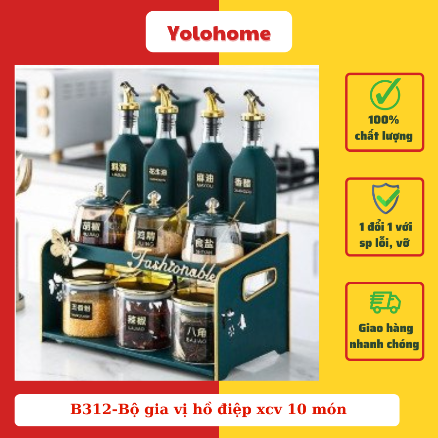 B312-Bộ gia vị hồ điệp xcv 10 món + tặng 1 móc khoá rồng