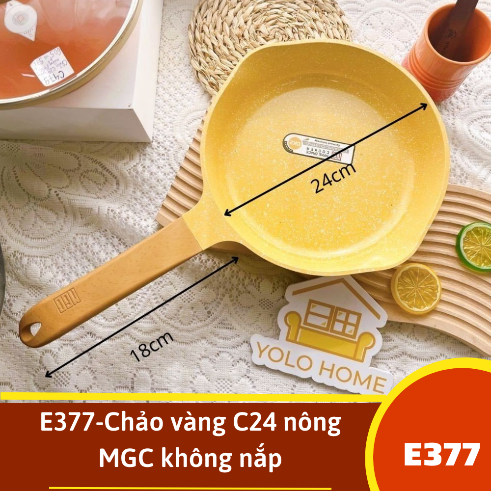E377-Chảo C24 nông vàng MGC không nắp