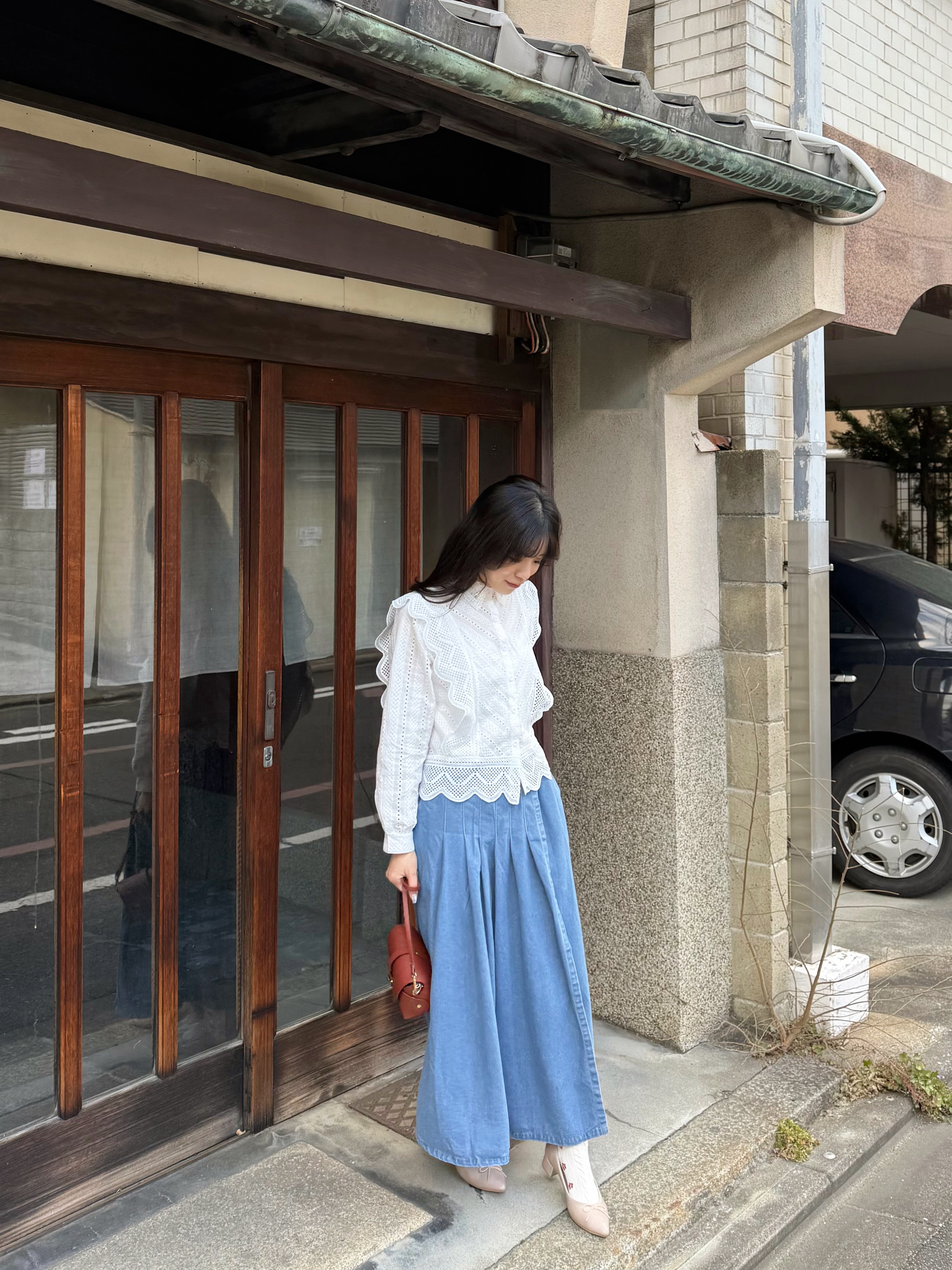 鏤空刺繡純綿恤衫