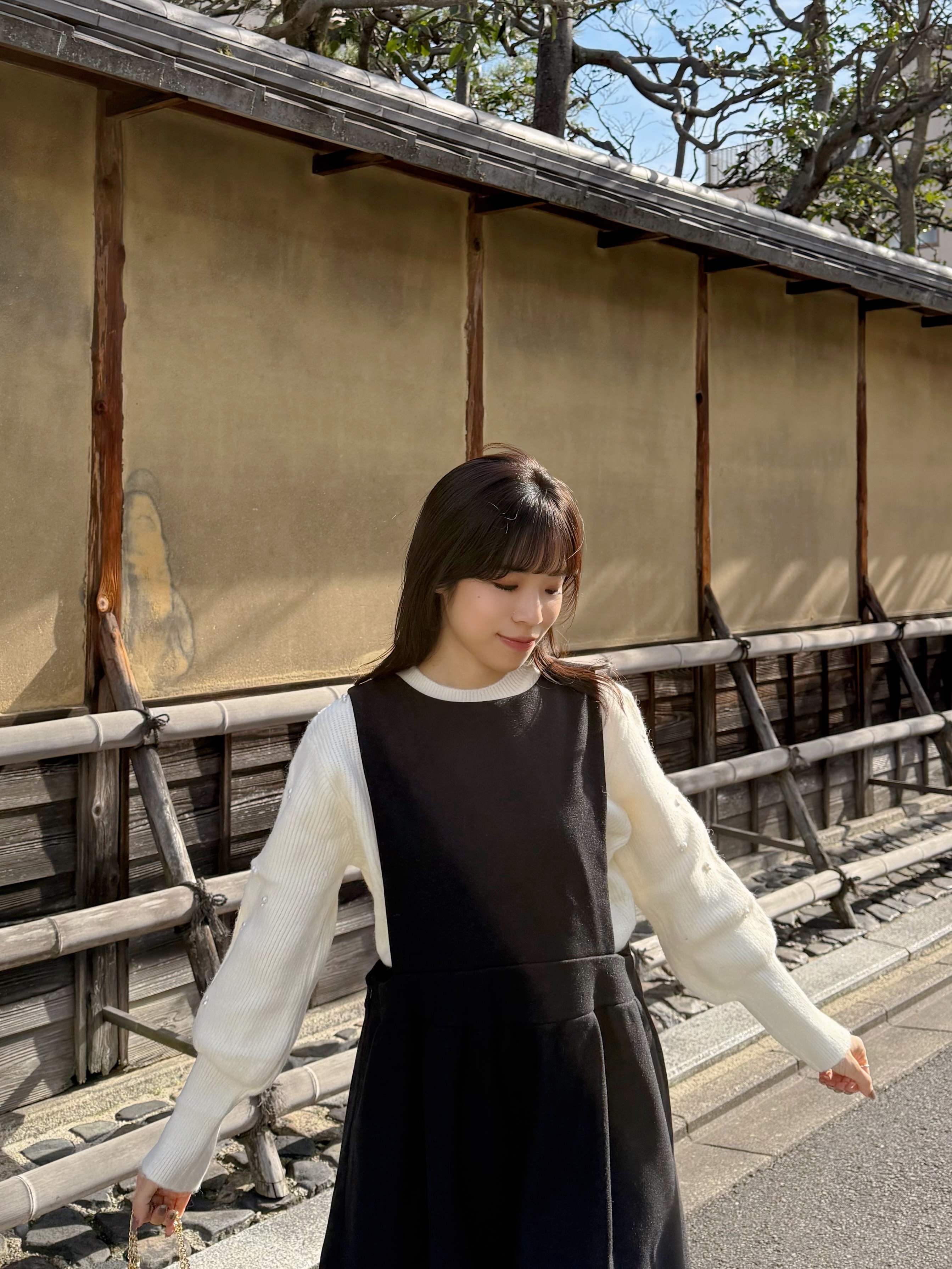 2色•2Way前後蝴蝶結薄絨連身裙