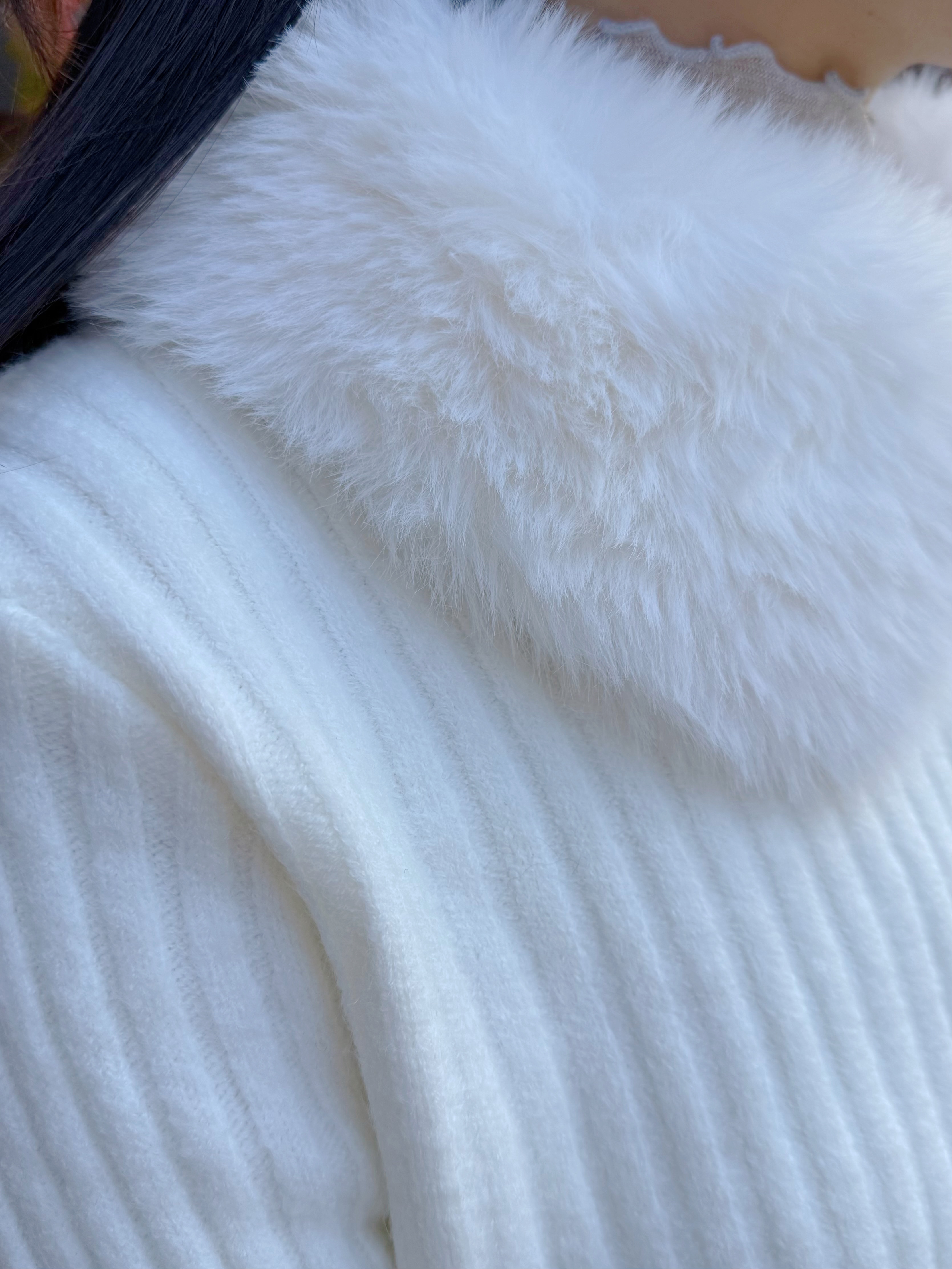 毛毛領拉鍊針織外套