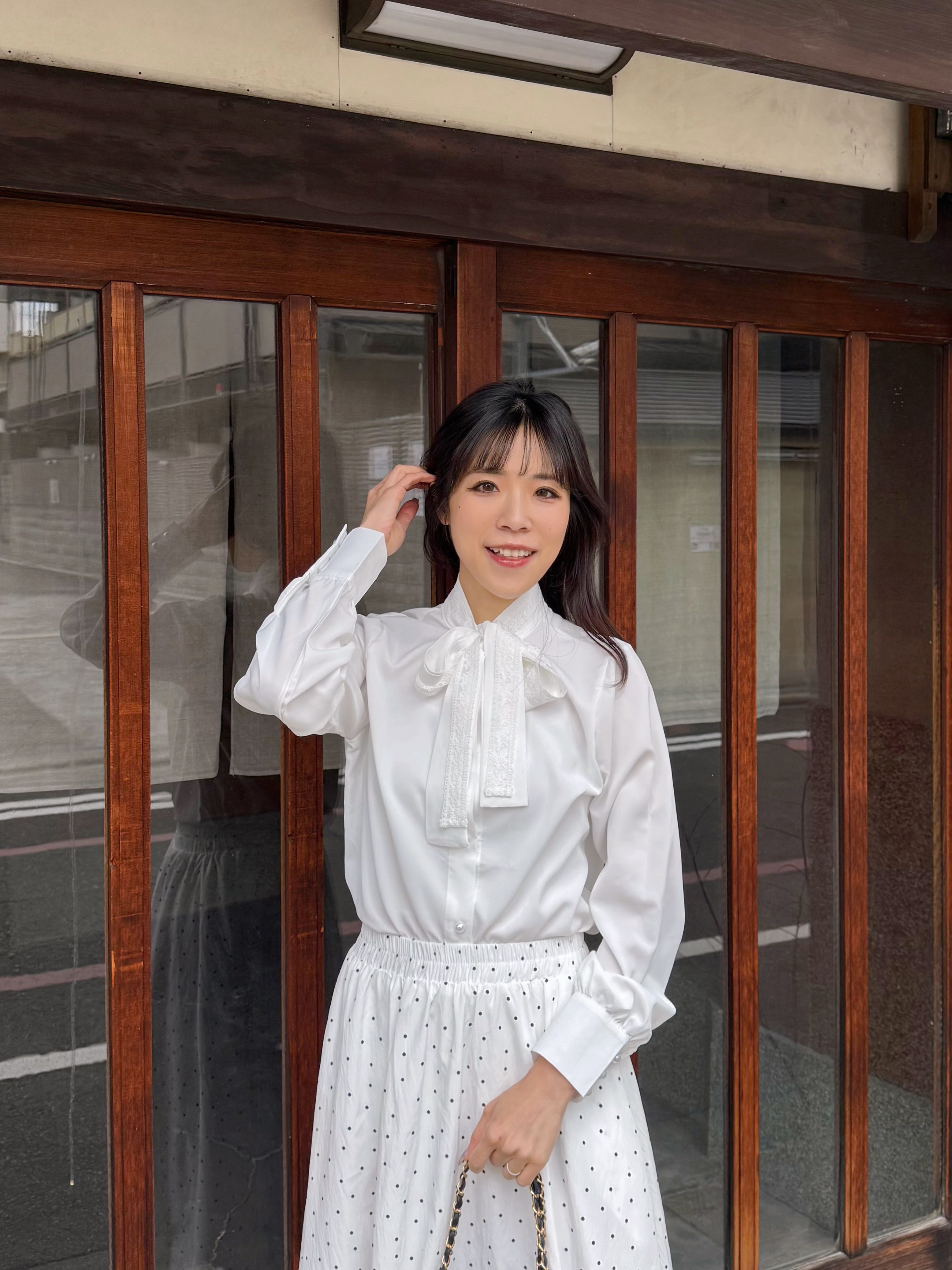 SpecialPrice•3色•蕾絲蝴蝶結領雪紡上衣