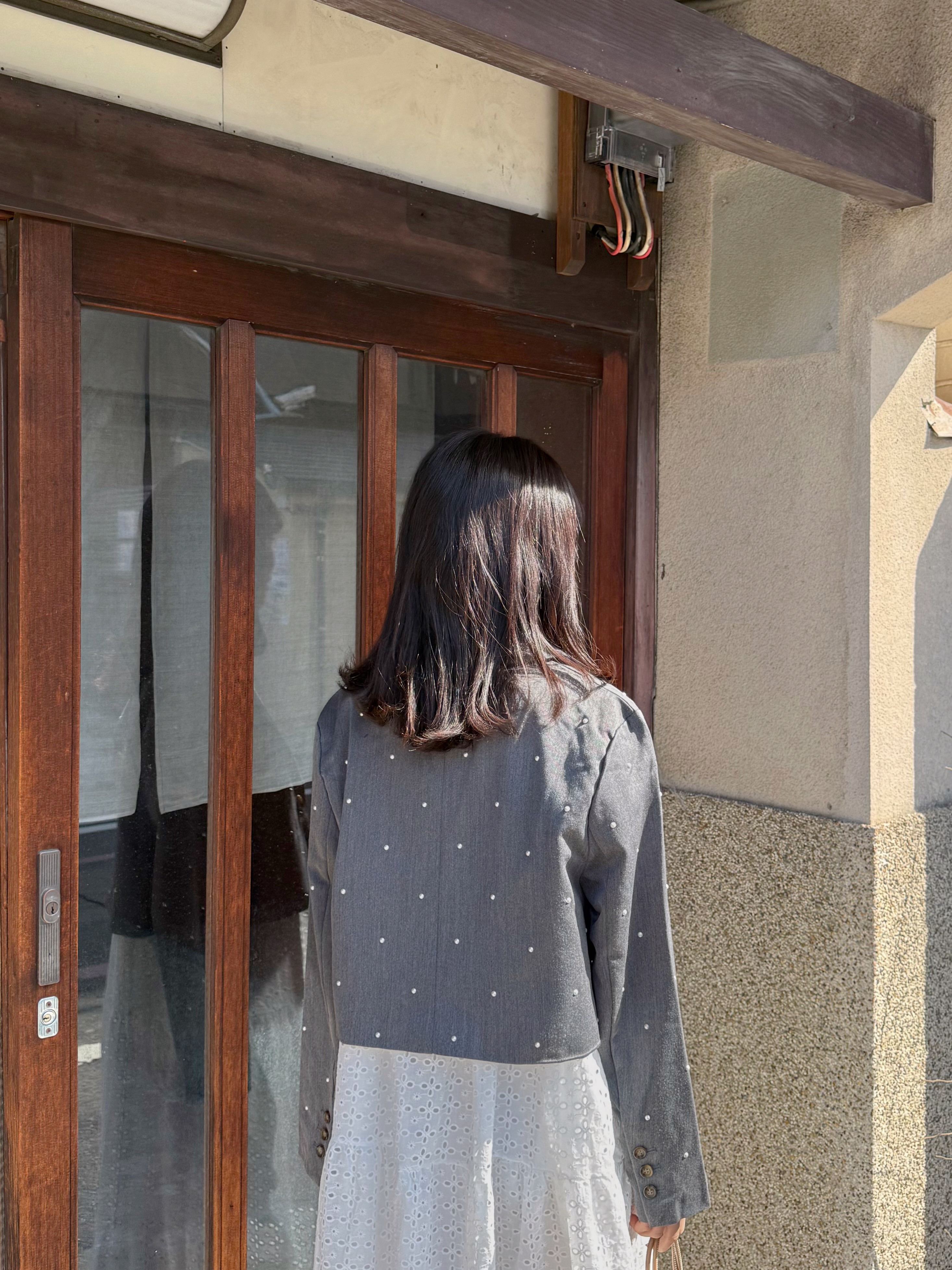 2色•珍珠點點短款西裝外套