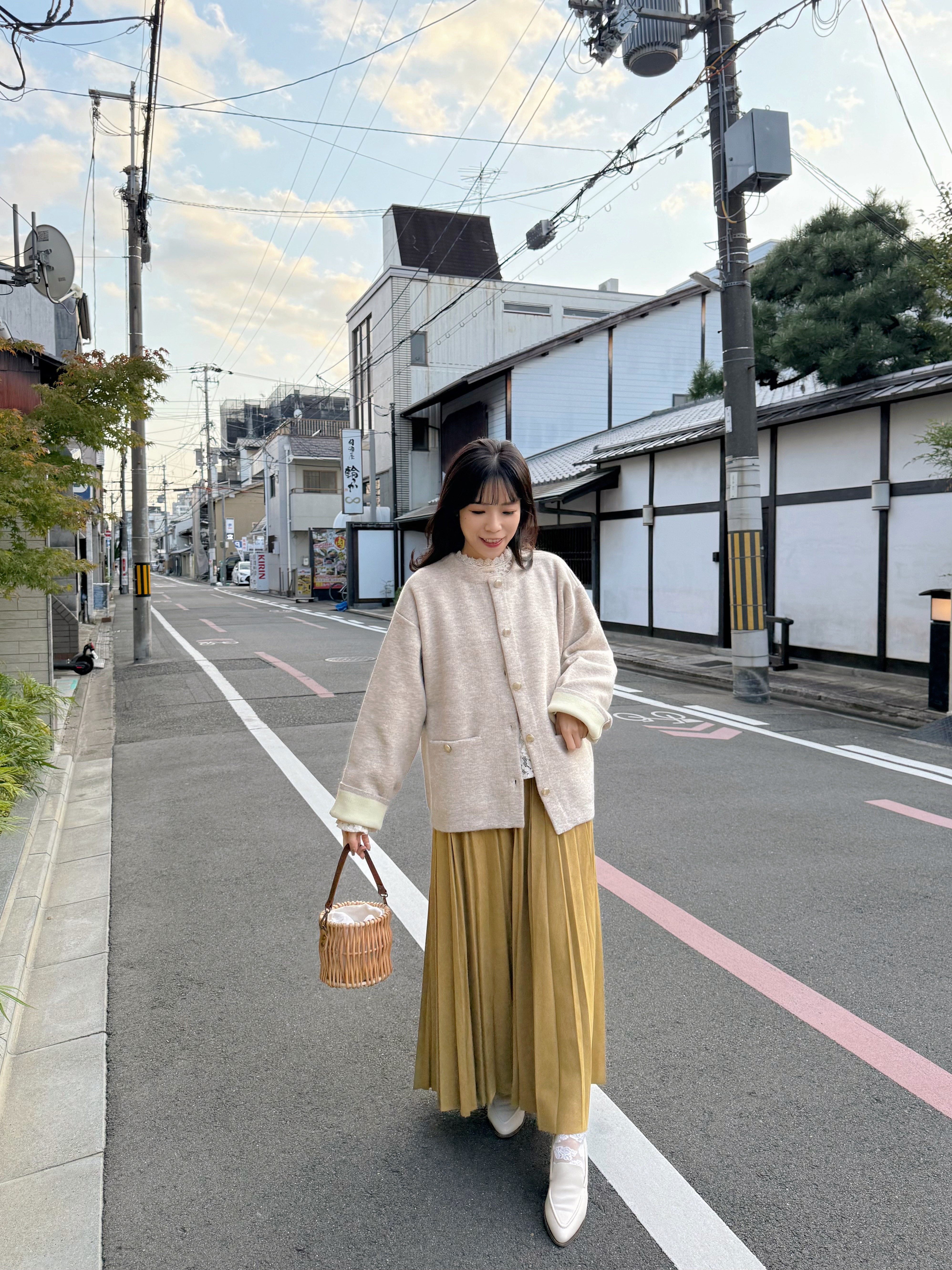 4色•拼色金扣中長款針織外套