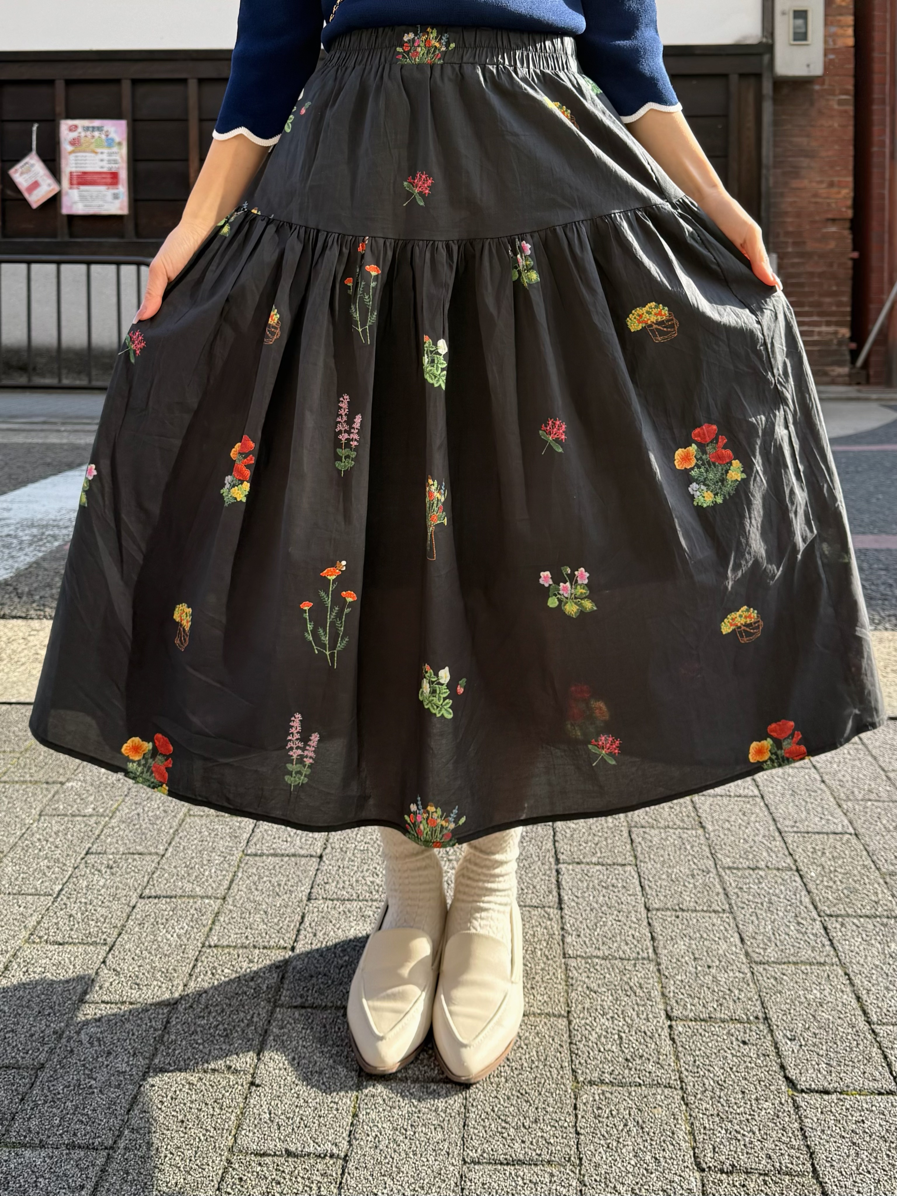 花束圖案A line半身裙