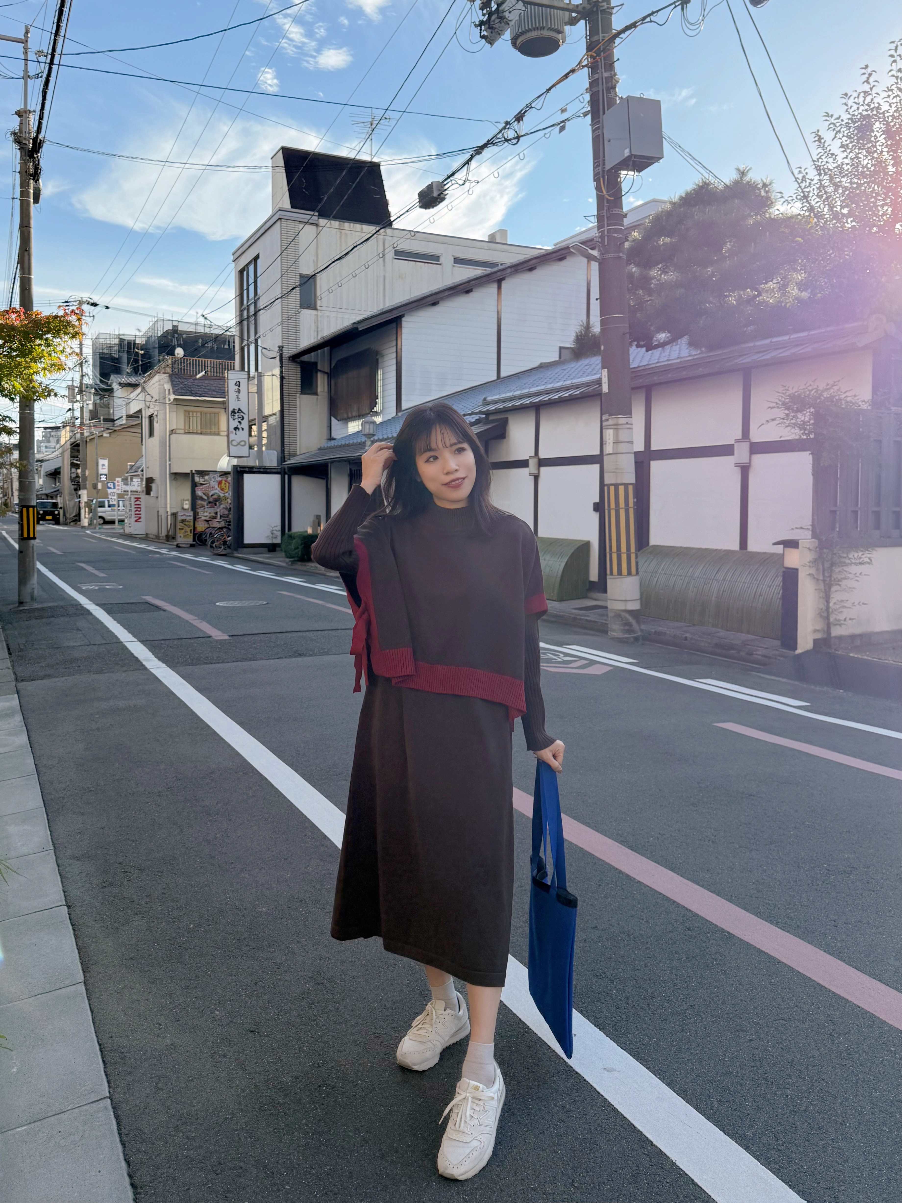 2種長度•10色•拼色斗蓬針織連身裙