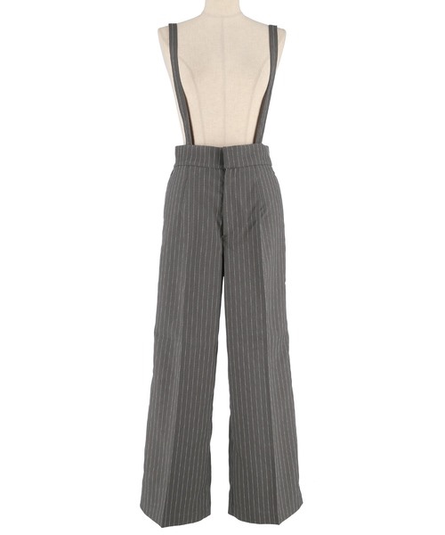 直條紋吊帶長褲