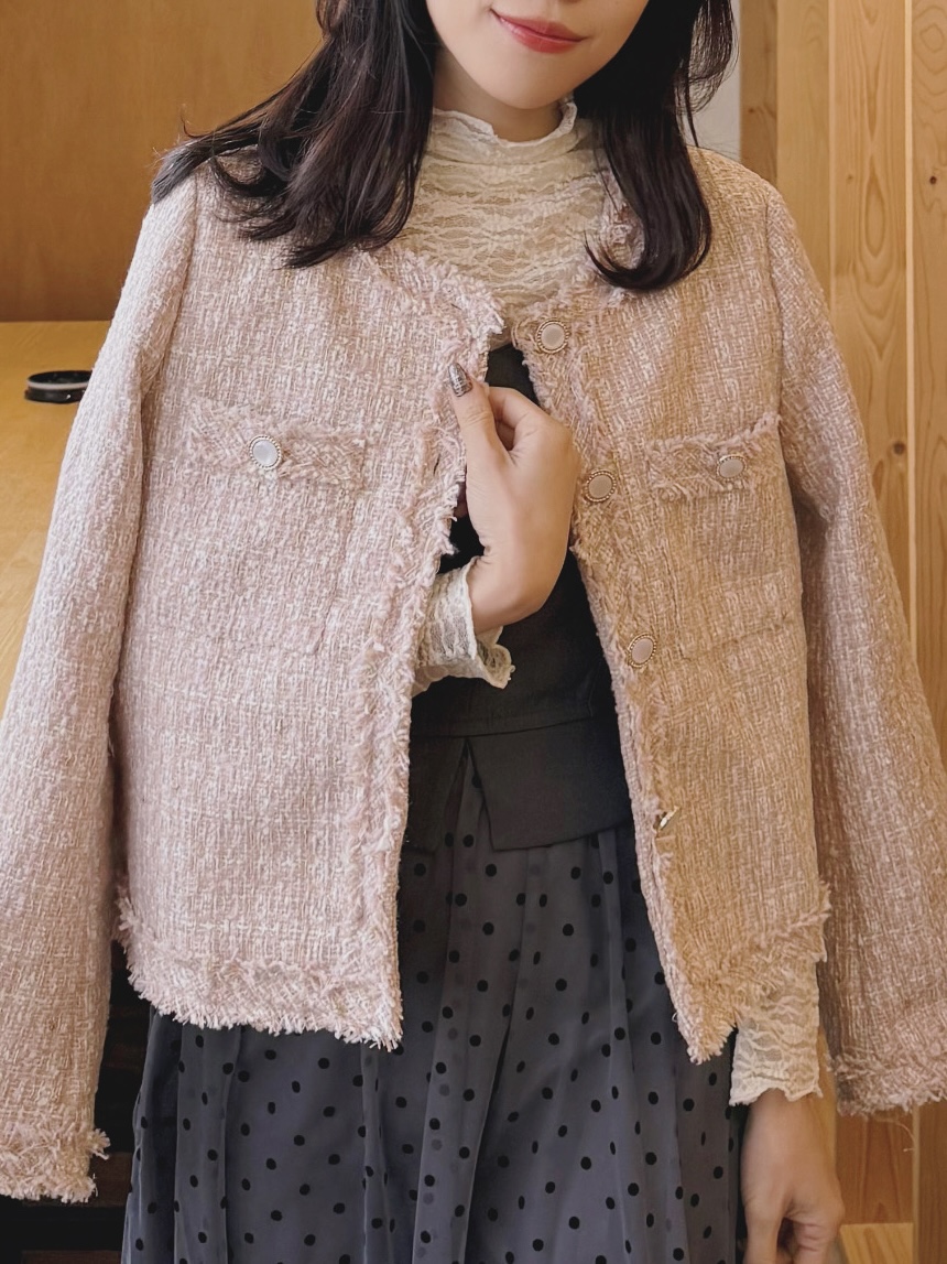 3色•圓領小香風Tweed外套