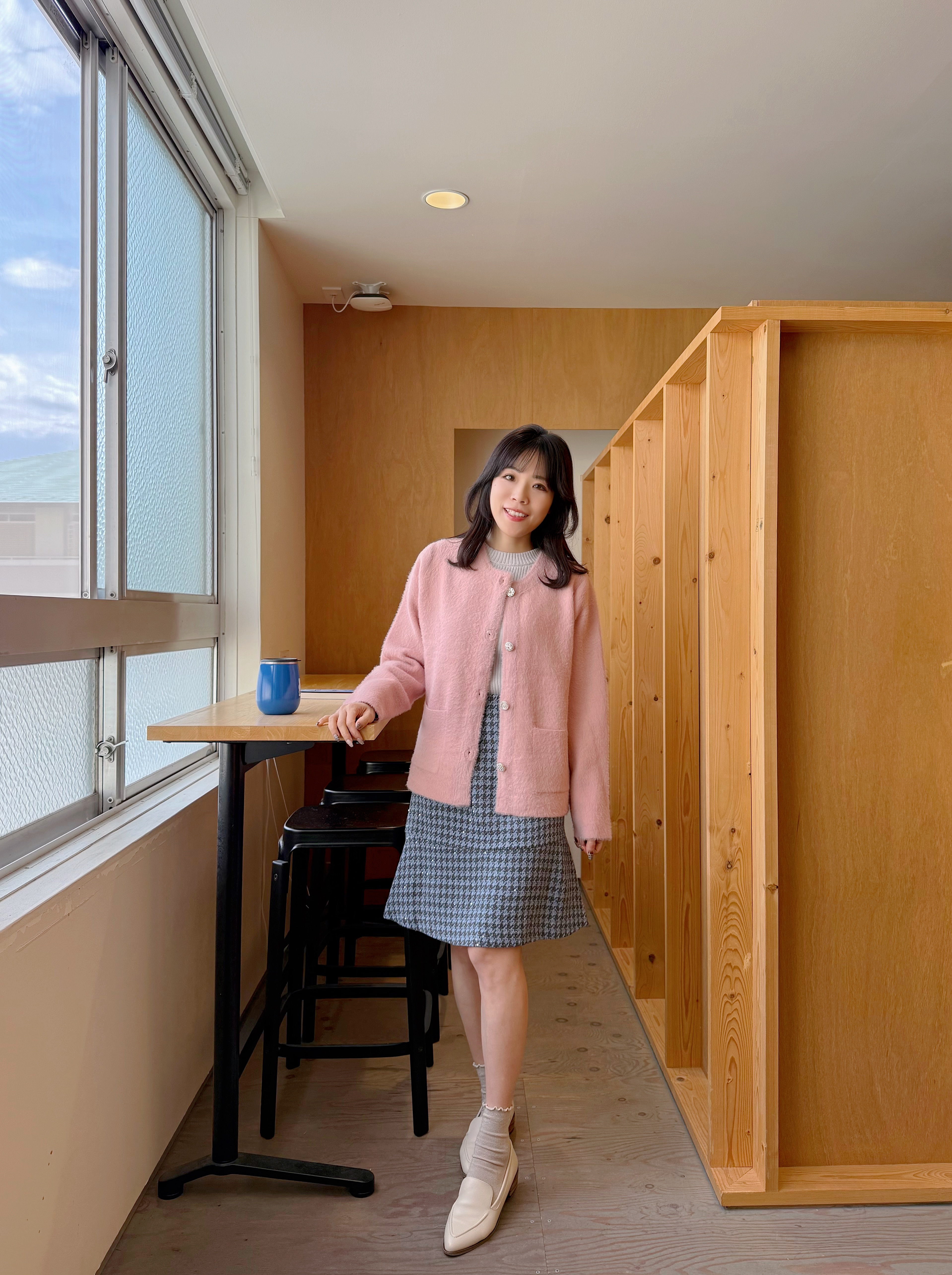 花花鈕扣柔軟毛毛外套