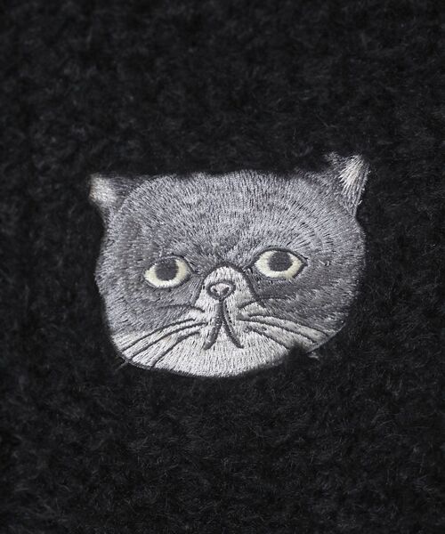 3色•Size F•貓咪刺繡羊羔絨手袋