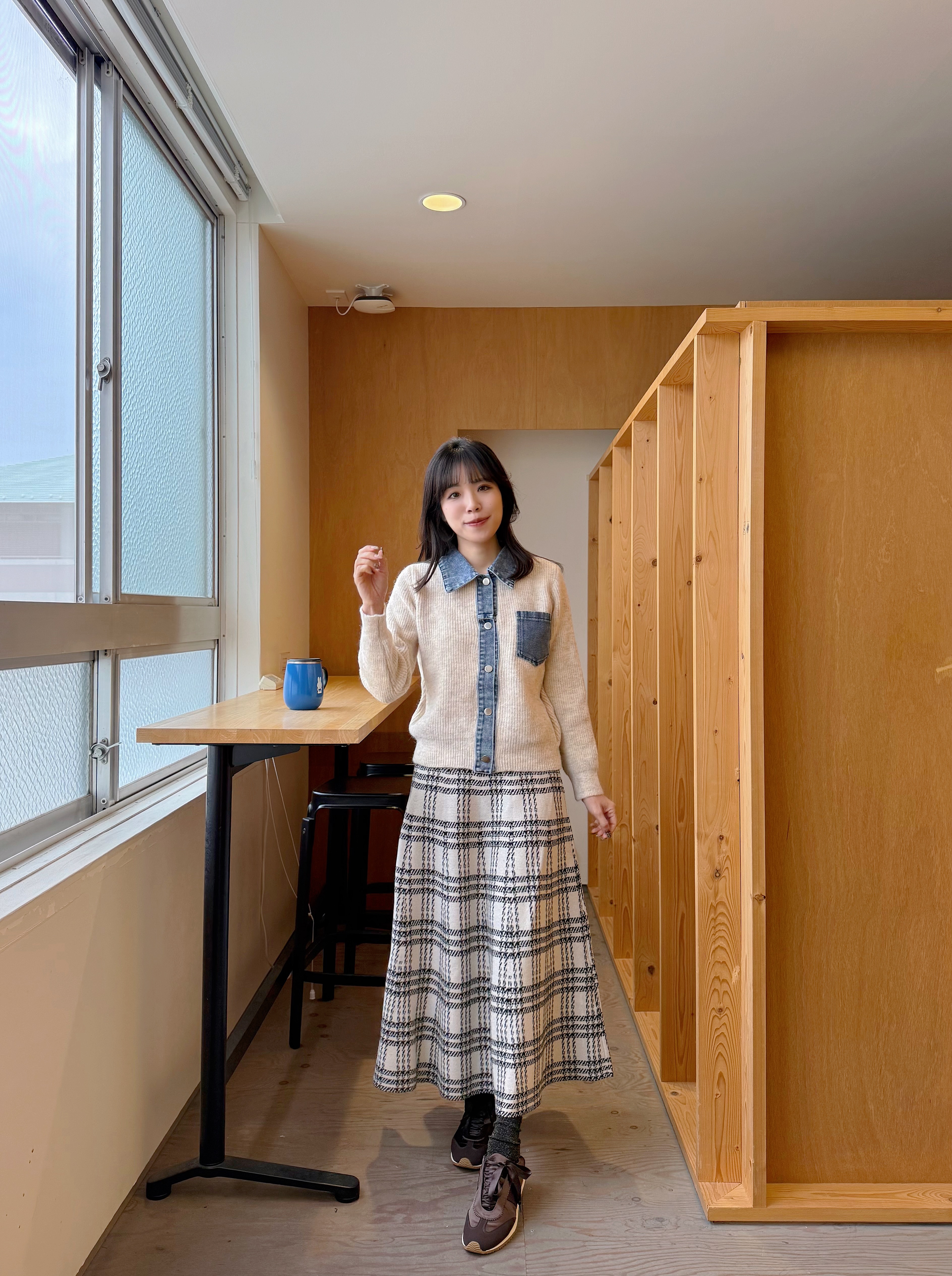 5色•拼牛仔冷衫外套