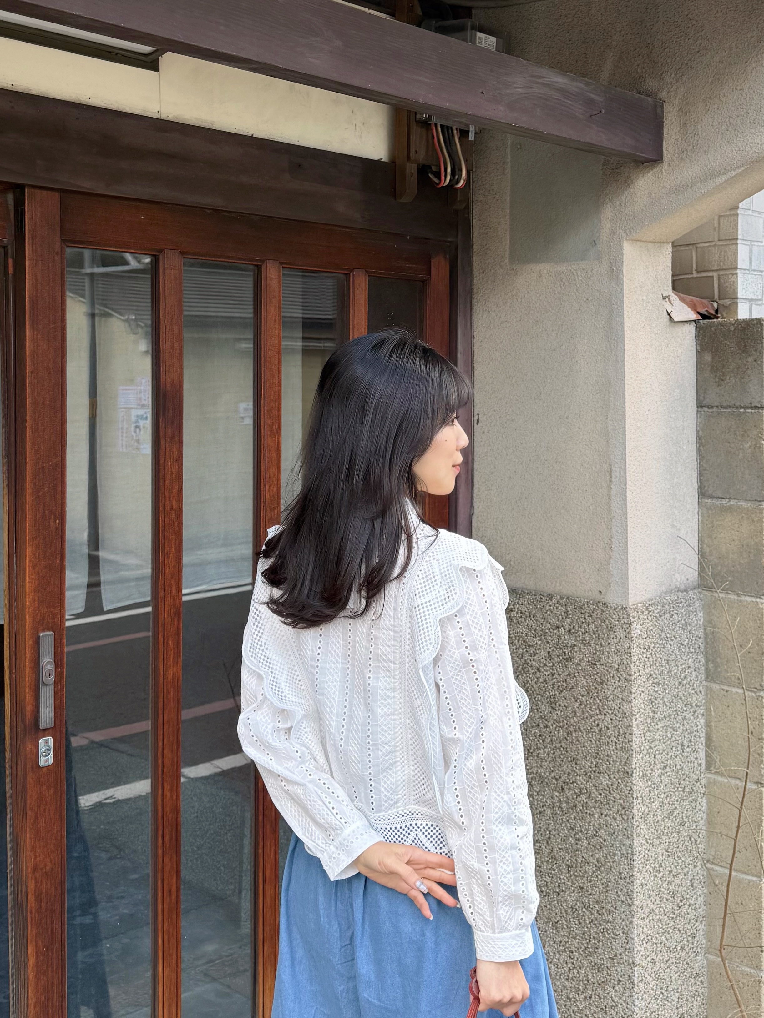 鏤空刺繡純綿恤衫