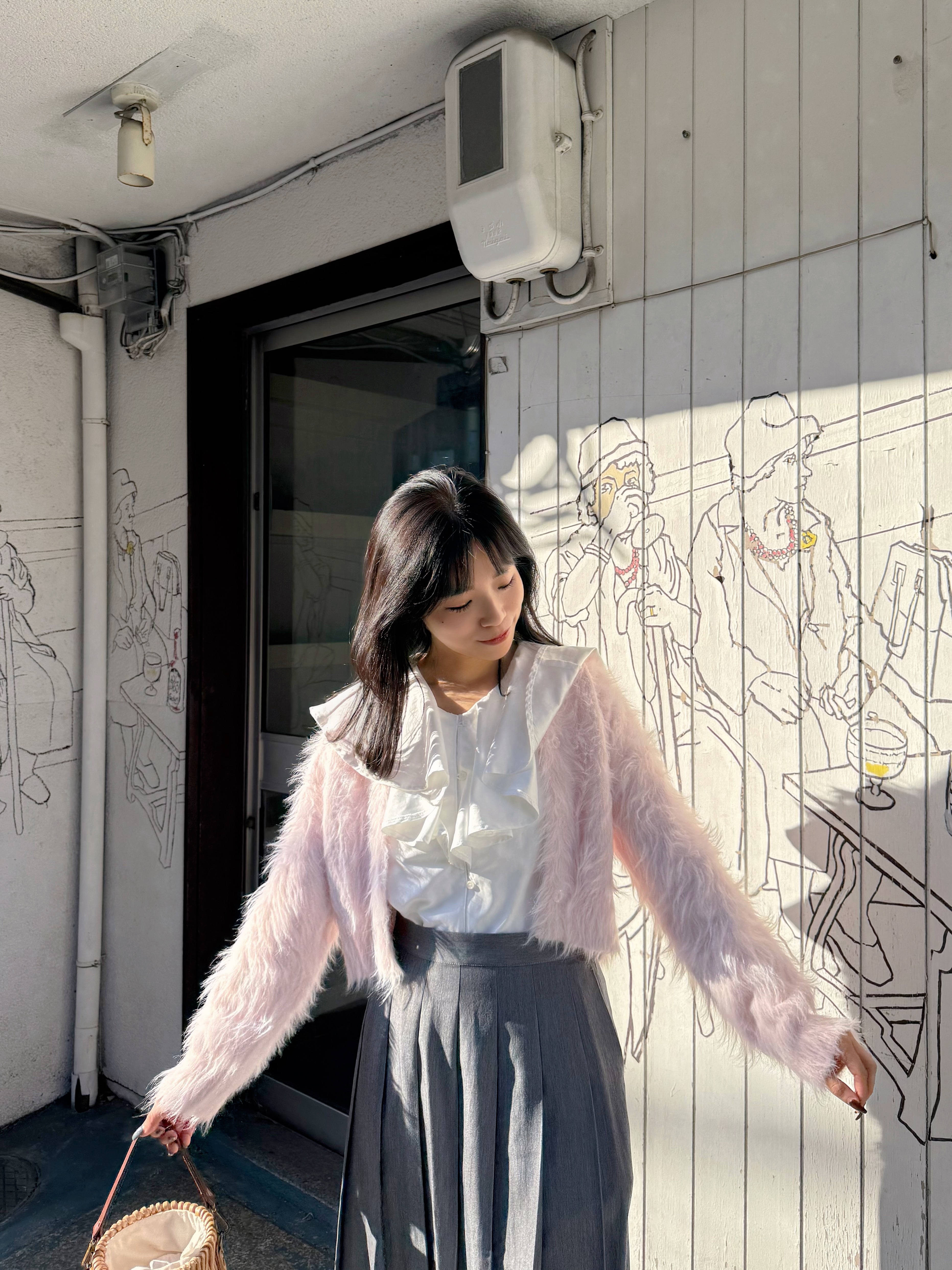 4色•毛毛淨色圓領外套