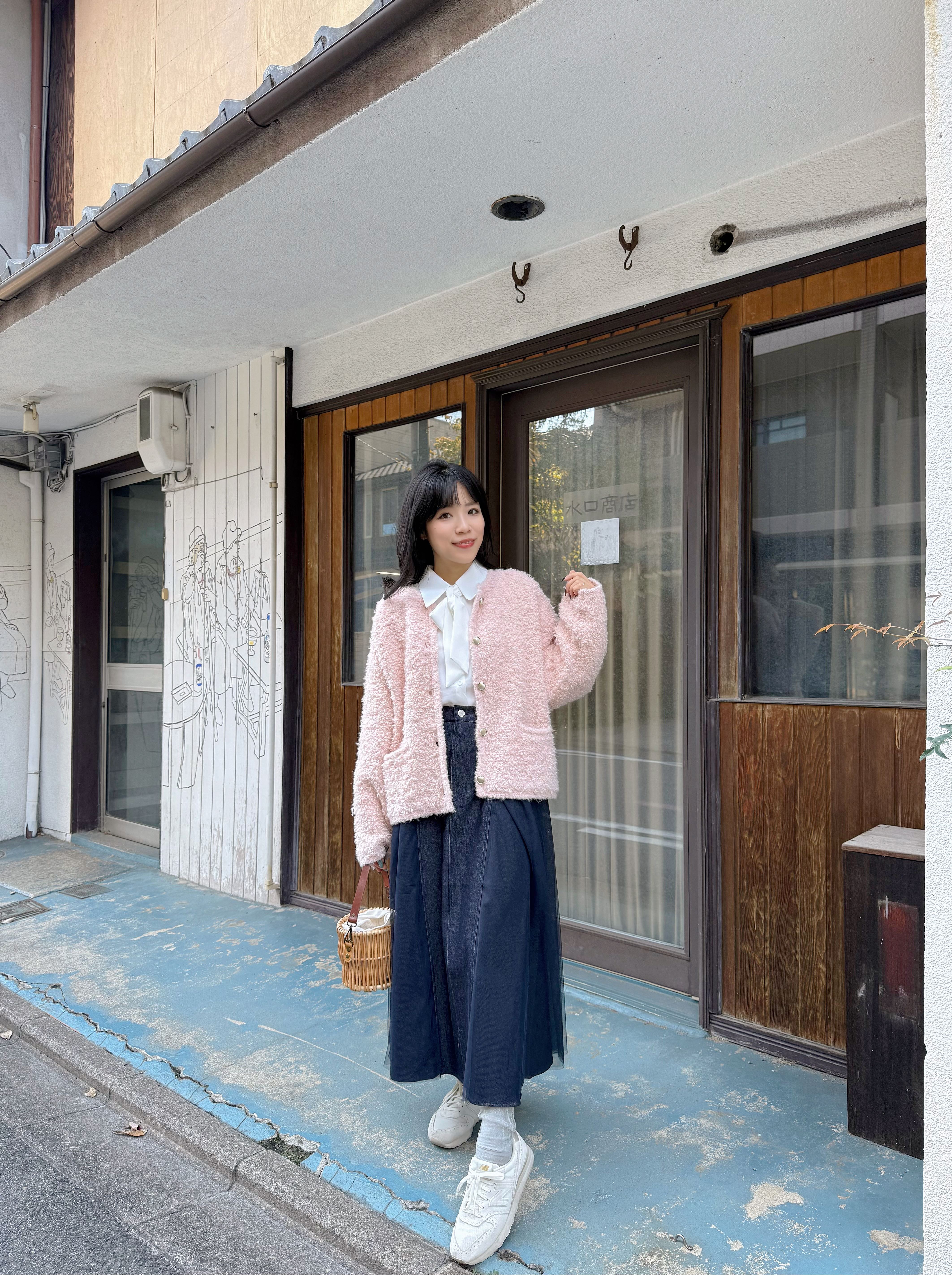 4色•小香款粒粒毛冷外套