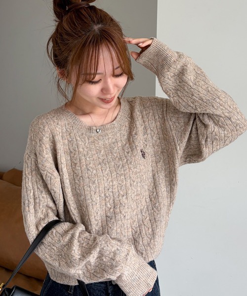 8色・M-LL・U.S. POLO ASSN. 刺繡麻花針織上衣