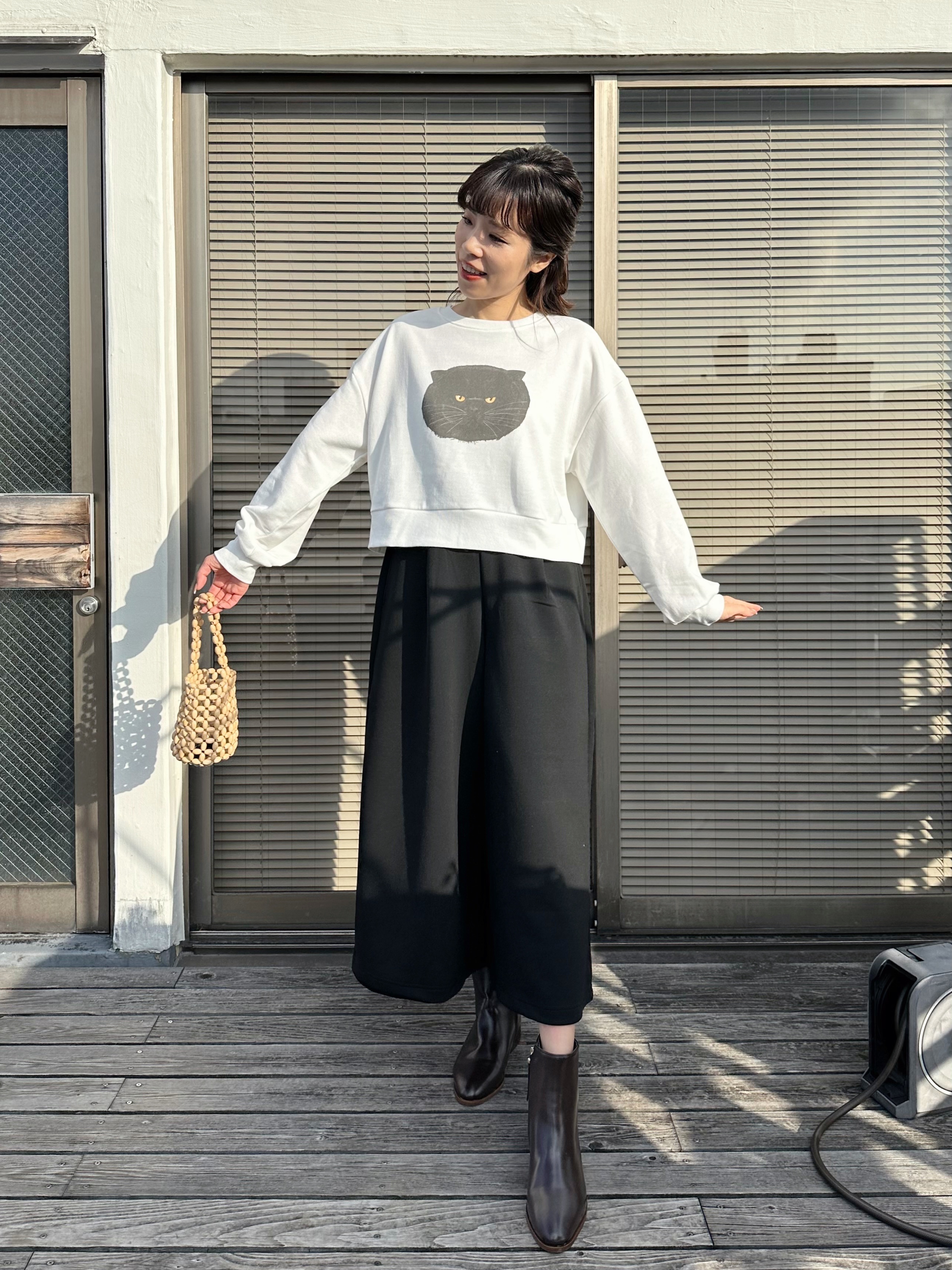 簡約秋冬淨色闊腳褲