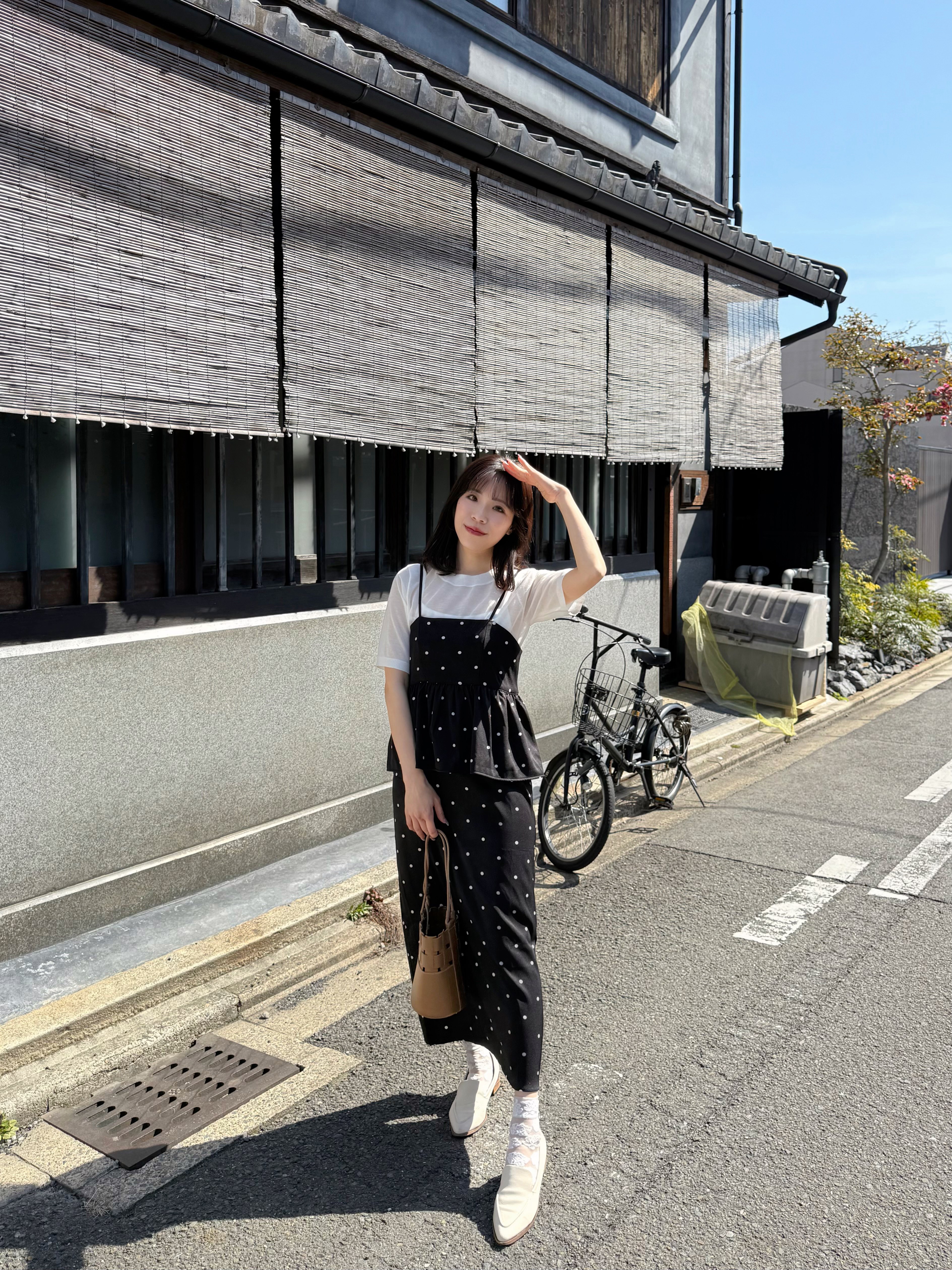 波點吊帶連身裙