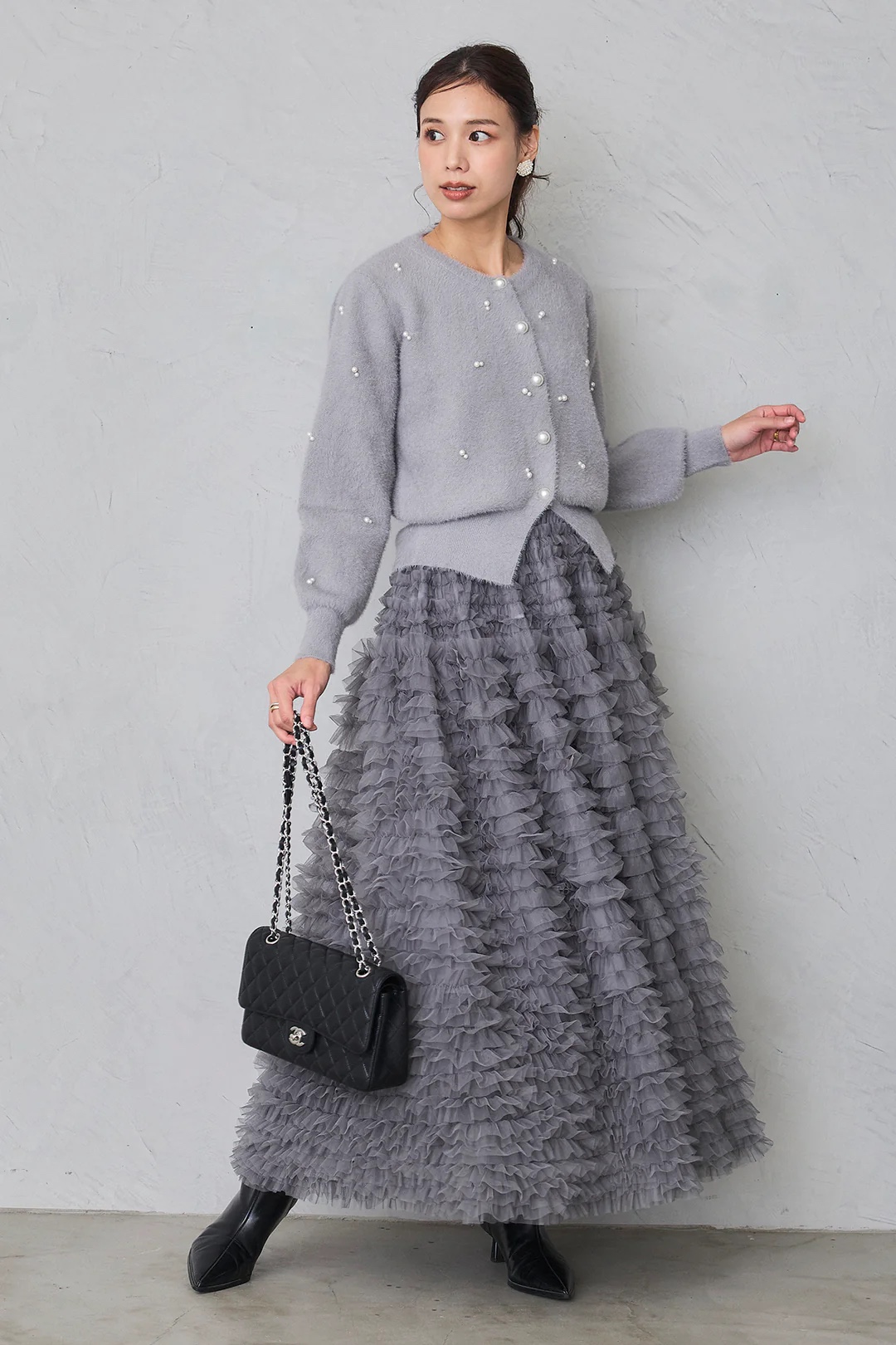 3色•層次紗紗長款半身裙