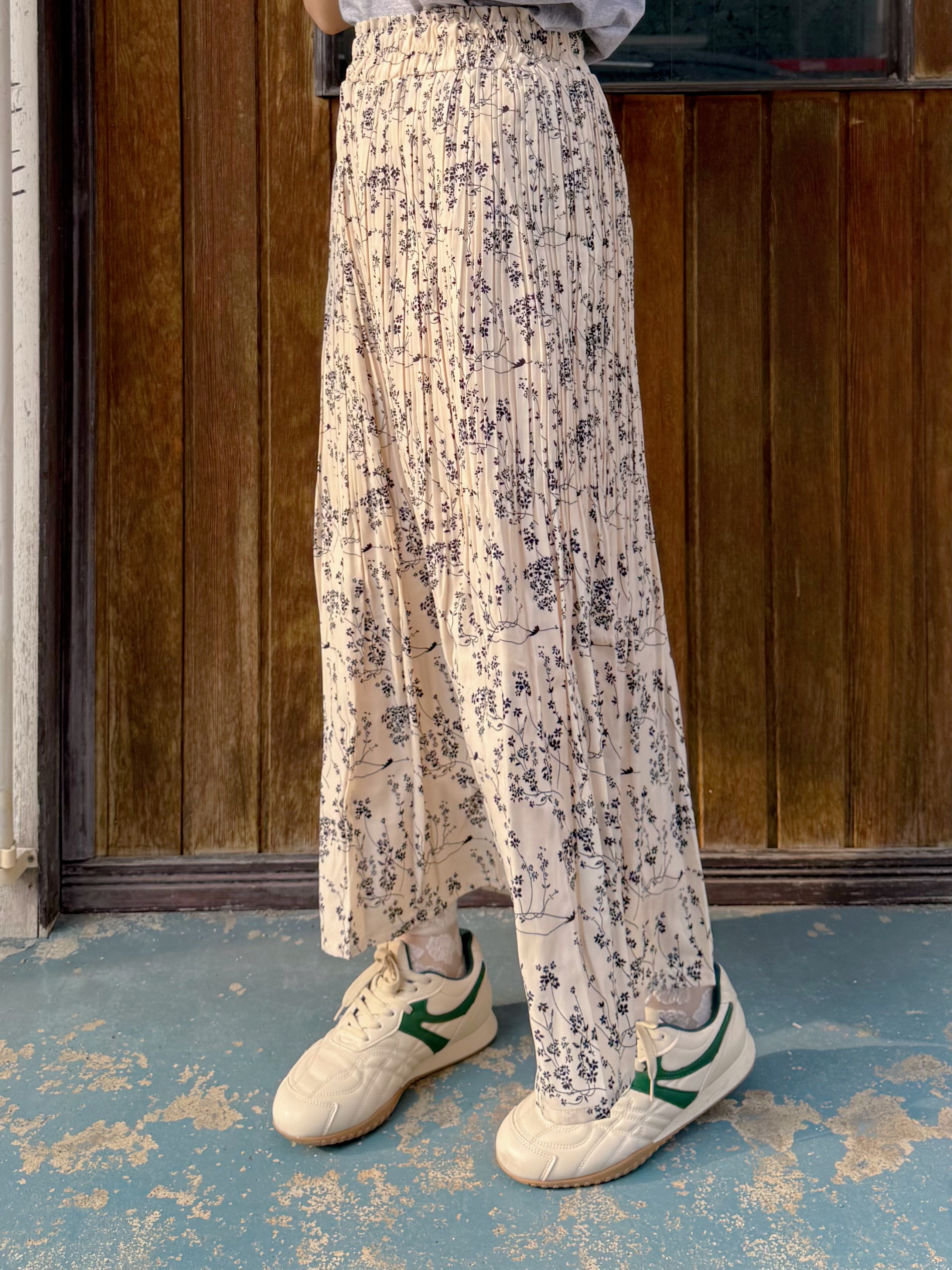 碎花百褶雪紡半身裙