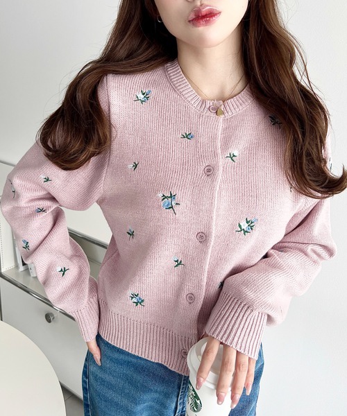 3色•M-L碼•花卉刺繡針織外套