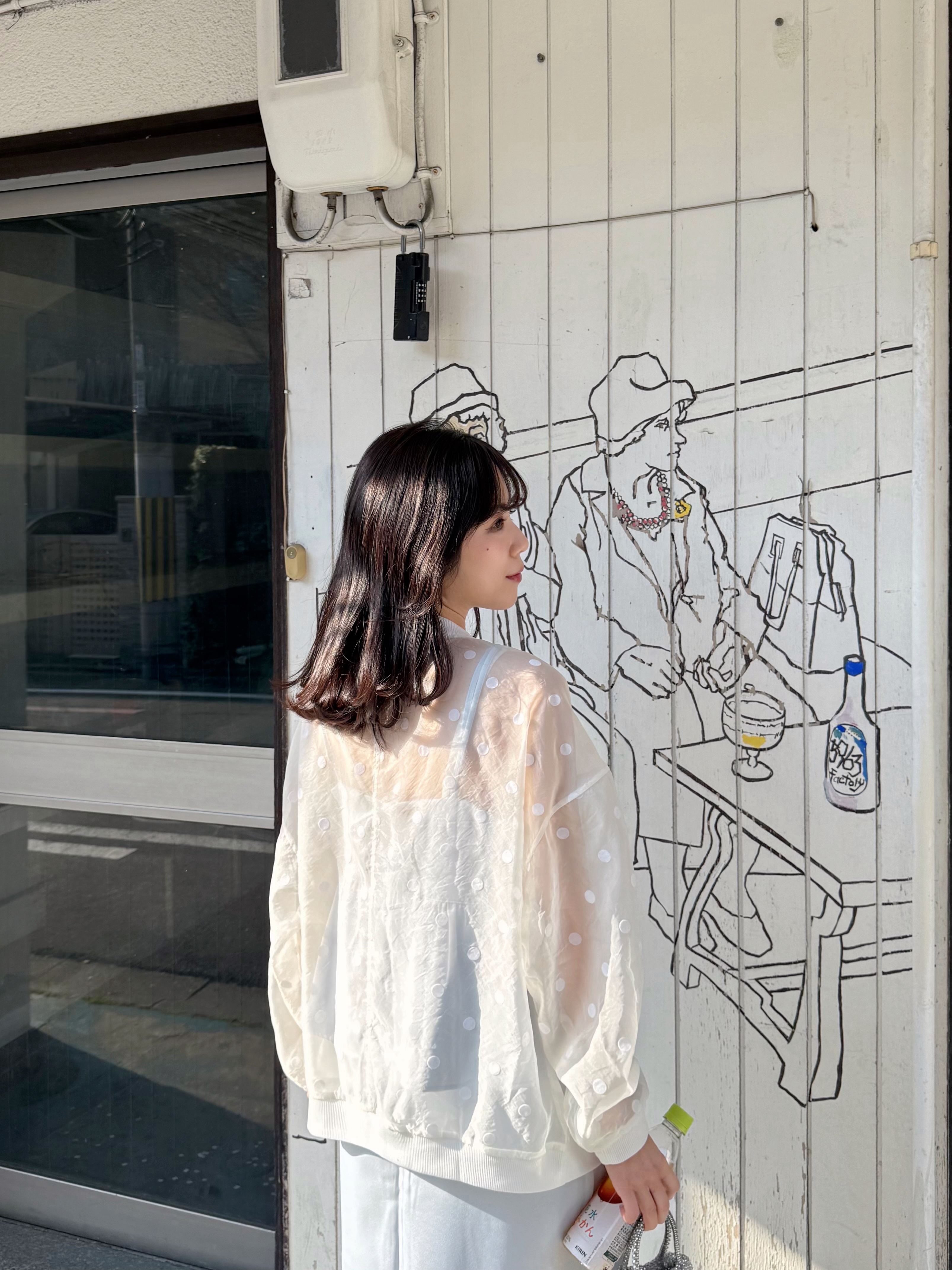 波點透感雪紡長款防曬外套