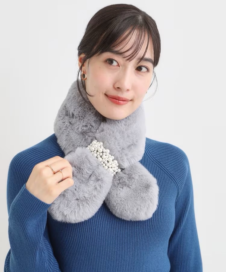 珍珠毛毛頸巾