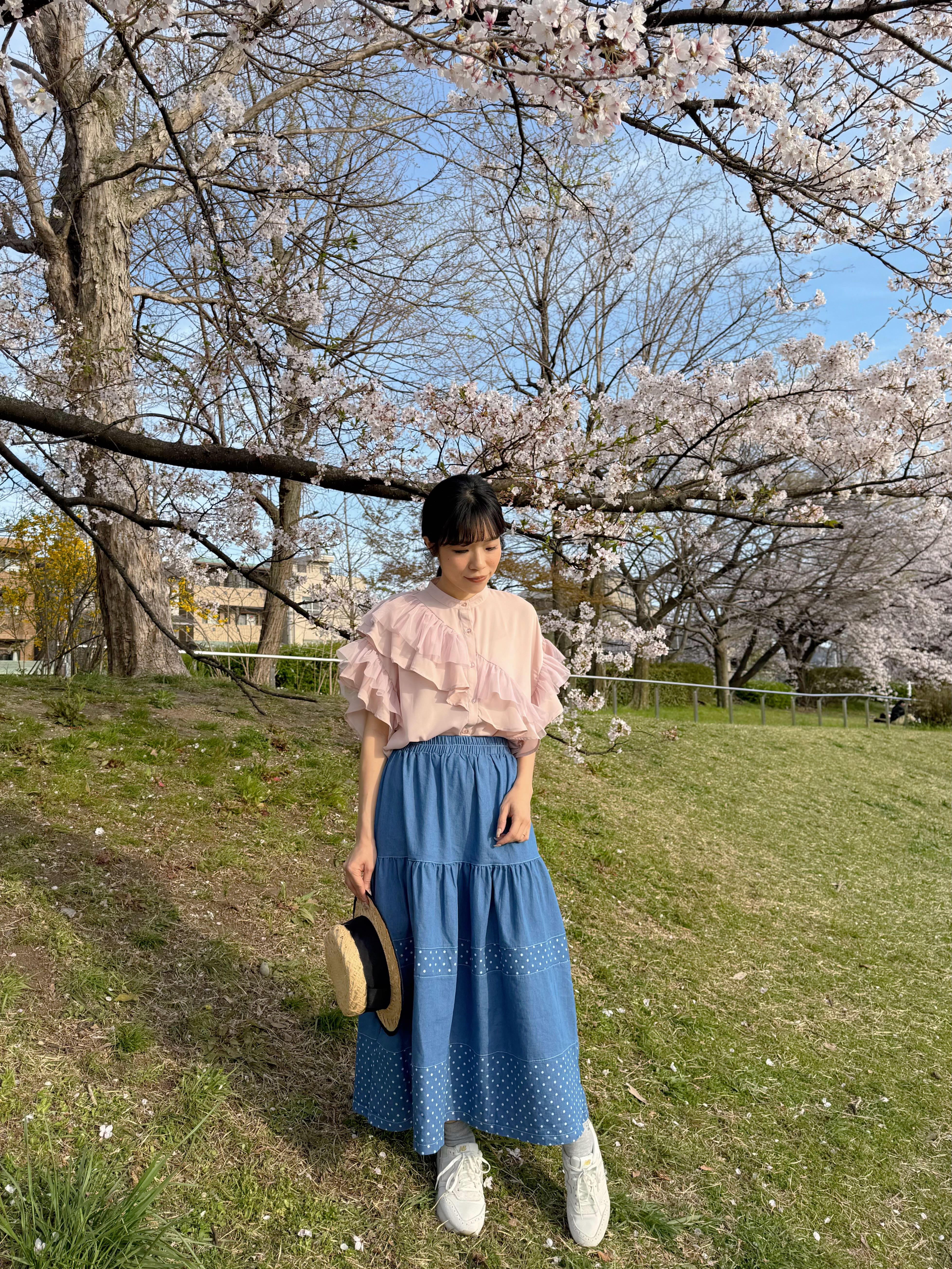 牛仔波點半身裙