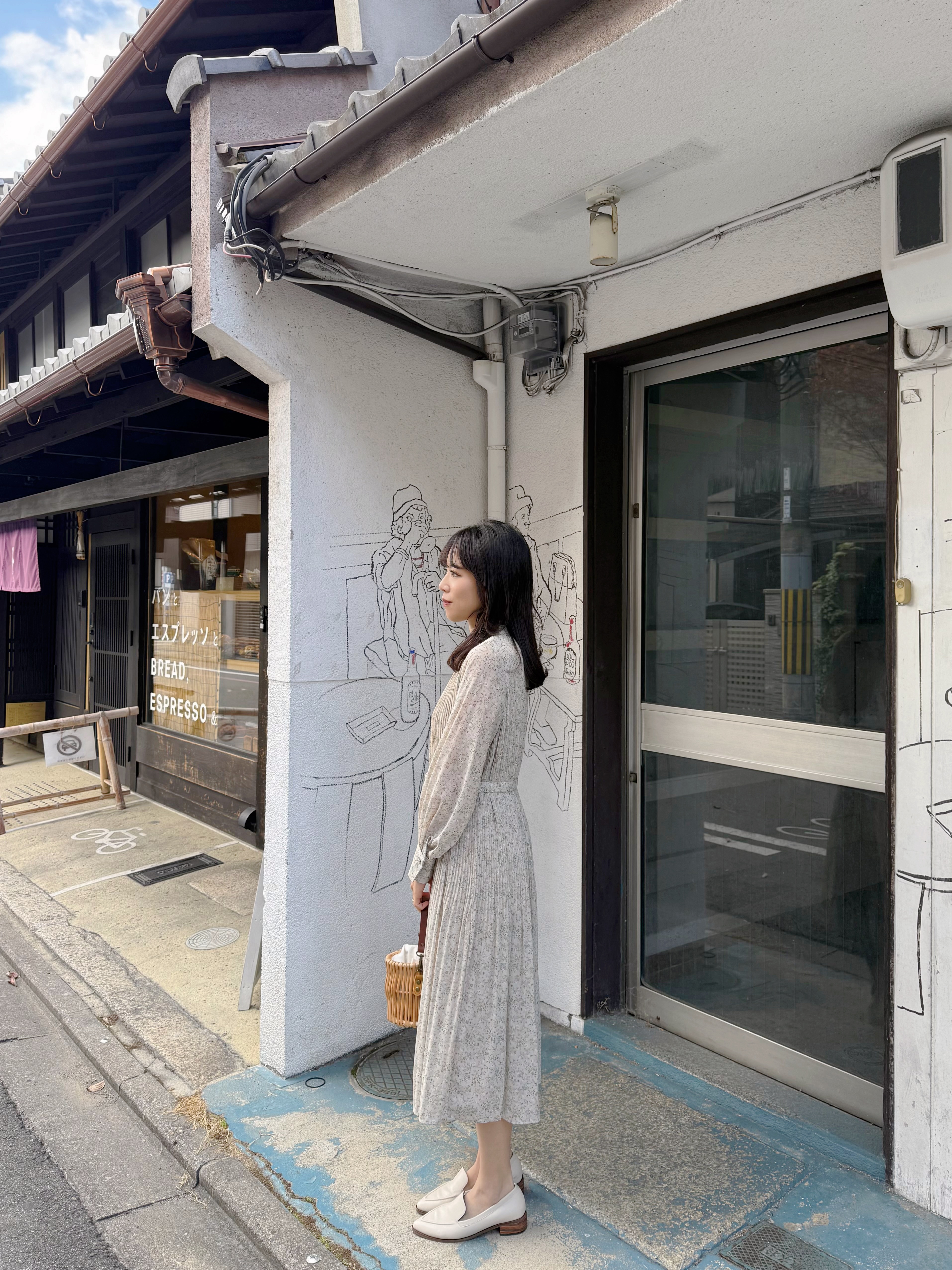 3色•百褶腰帶雪紡連身裙